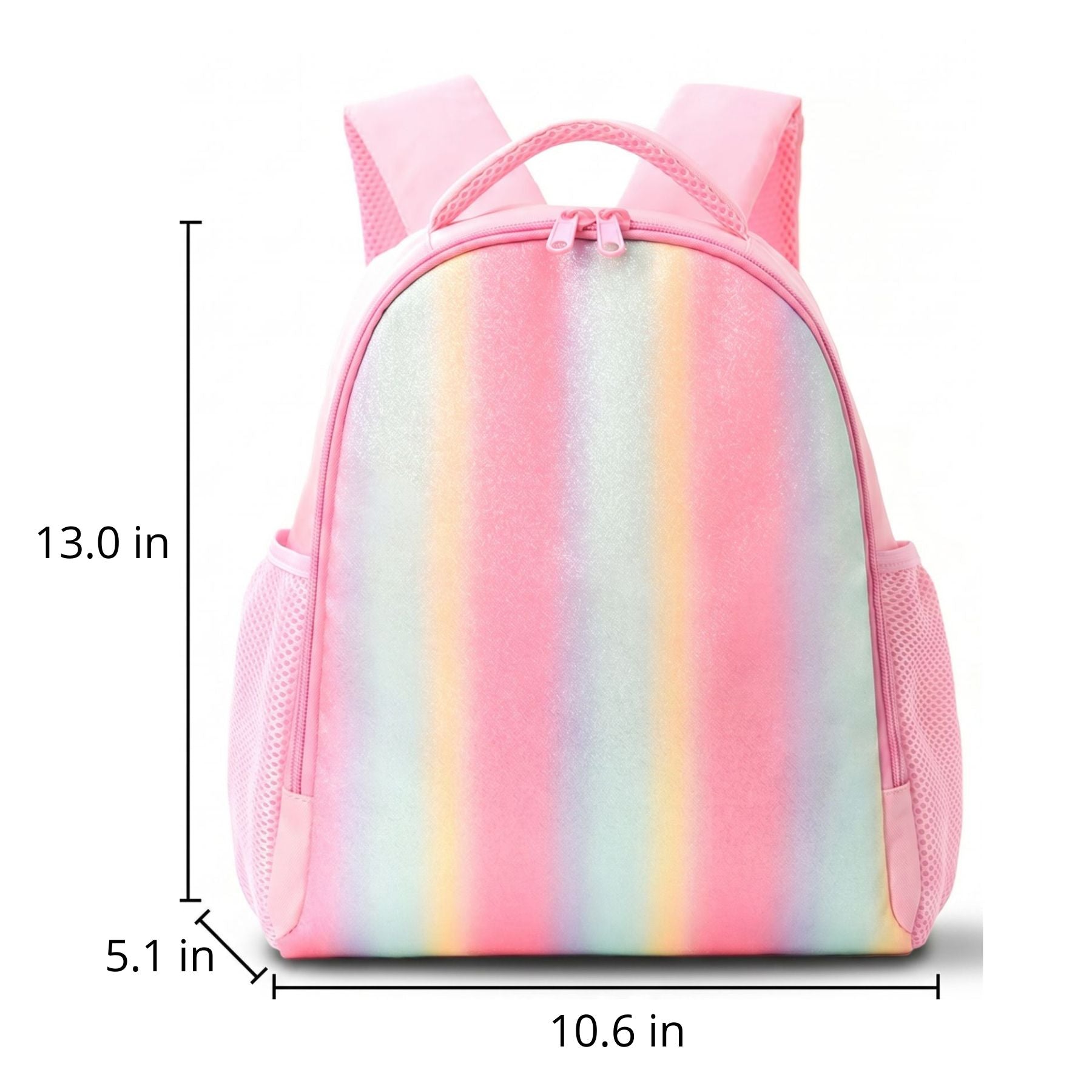 Pastel Rainbow School Backpack | Comfortable Shoulder Straps | Durable Polyester