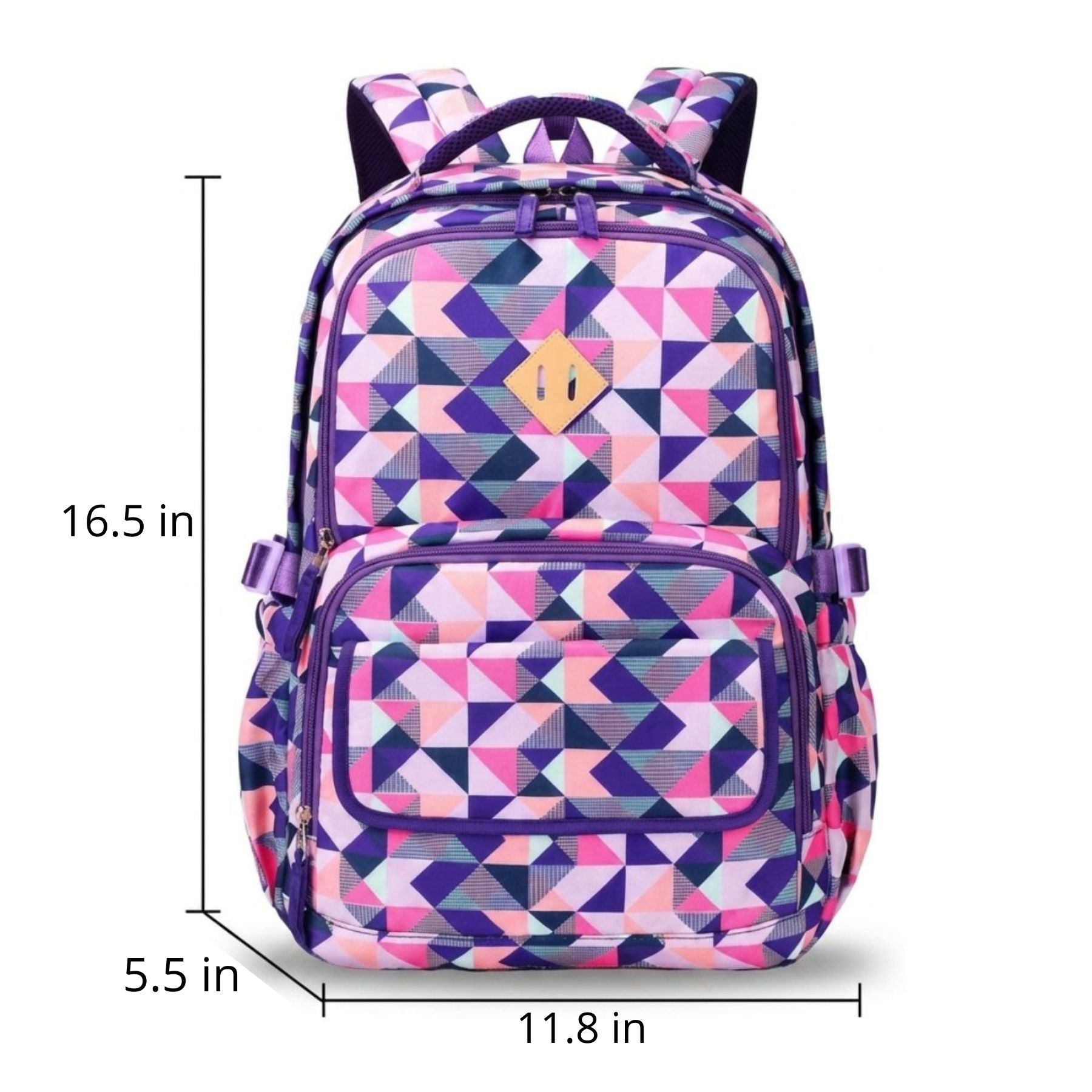 Multicoloured Geometric School Backpack | Matching Pencil Case | Waterproof Oxford Fabric