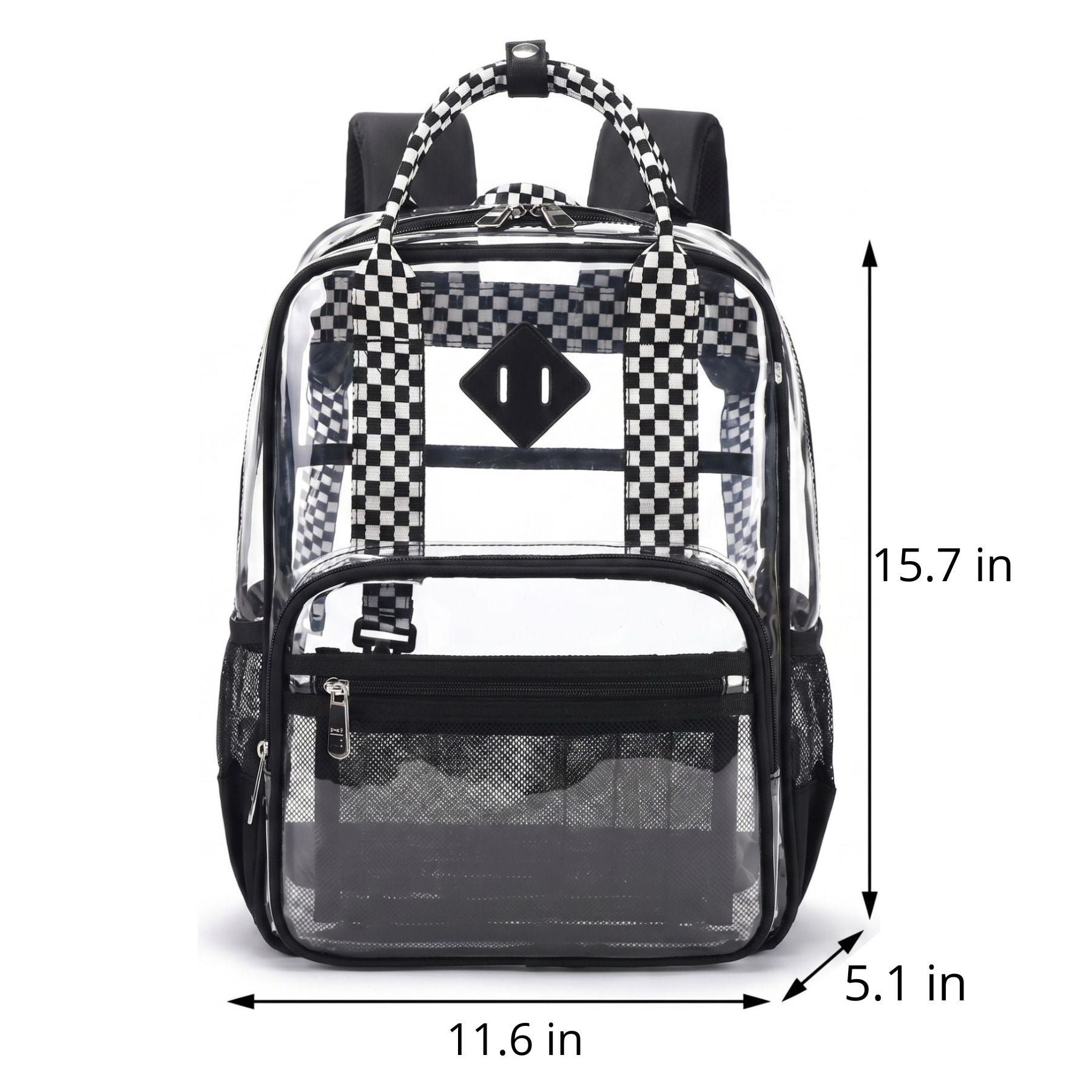 Transparent Checkerboard Backpack | Large Capacity | Waterproof PVC | Trendy Style