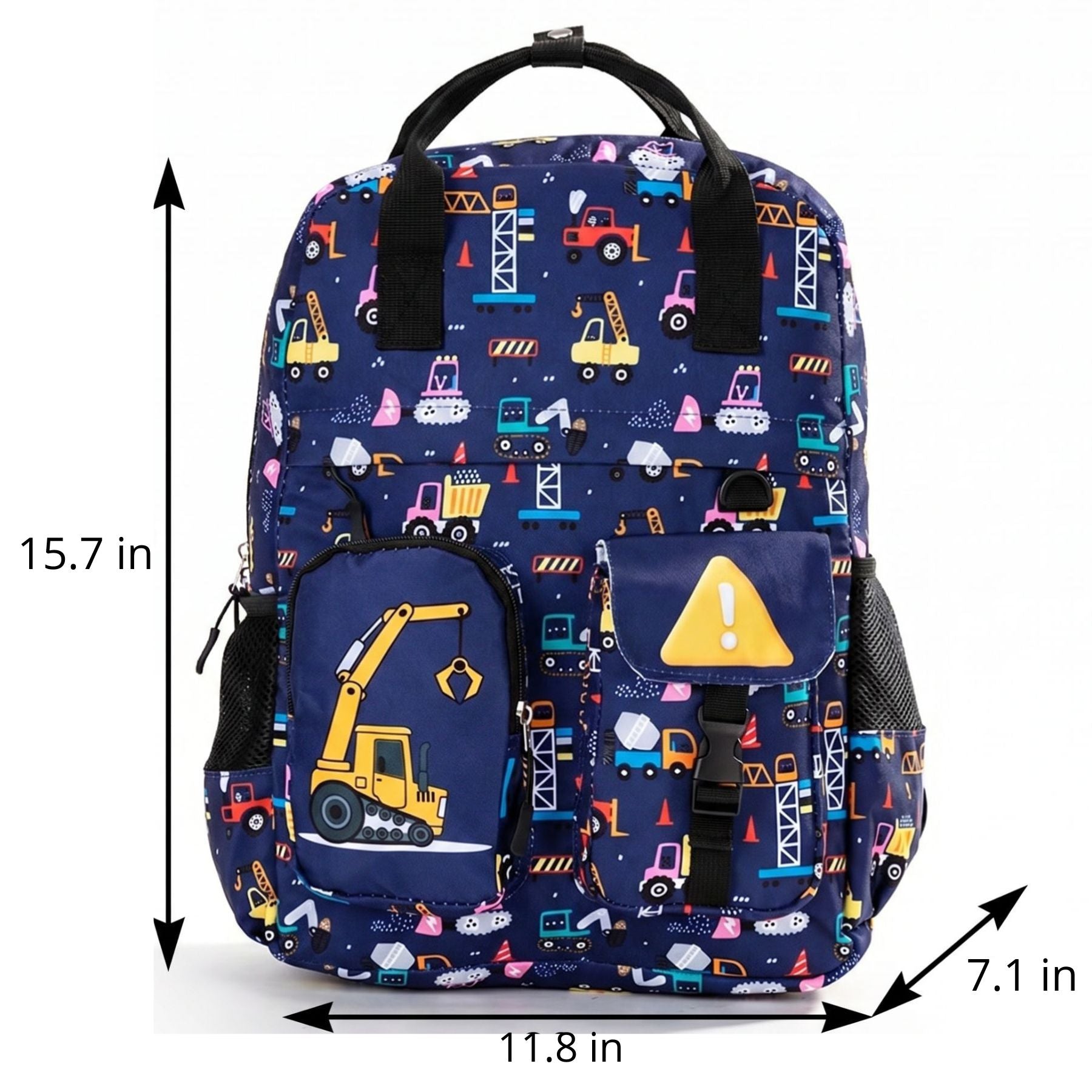 Boys' Construction Trucks Backpack | Durable Oxford Fabric | Multiple Storage Compartments | Comfortable to Carry