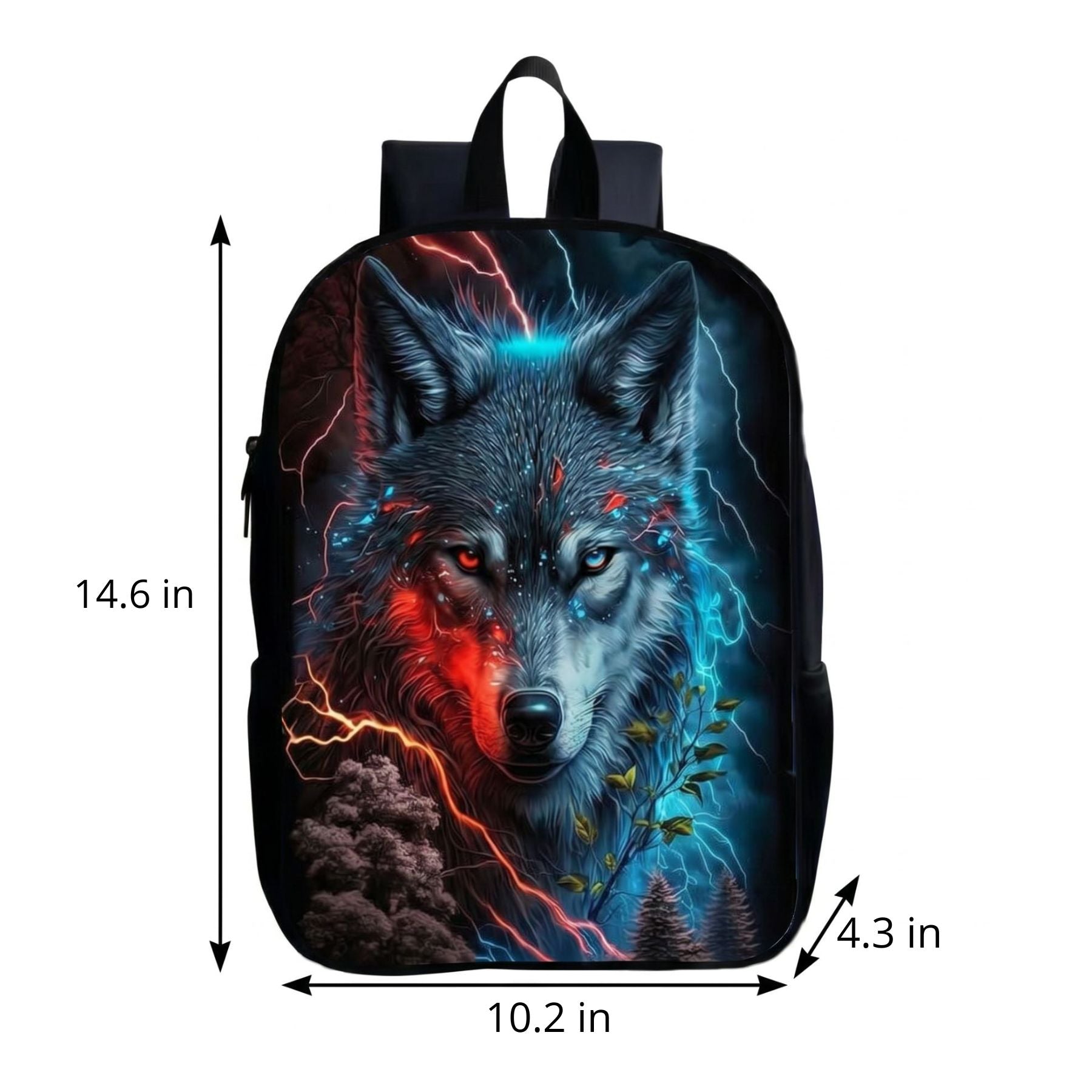 Lightning Wolf School Backpack | Durable Polyester | Adjustable Shoulder Straps | Comfortable Fit