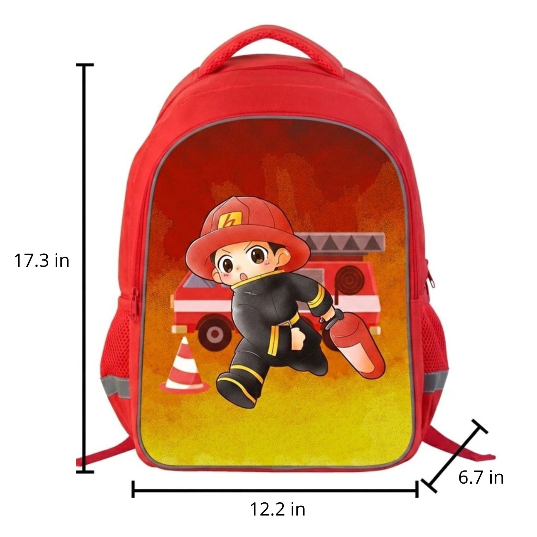 Red Firefighter Backpack | Double Compartment | Durable Polyester | Large Capacity