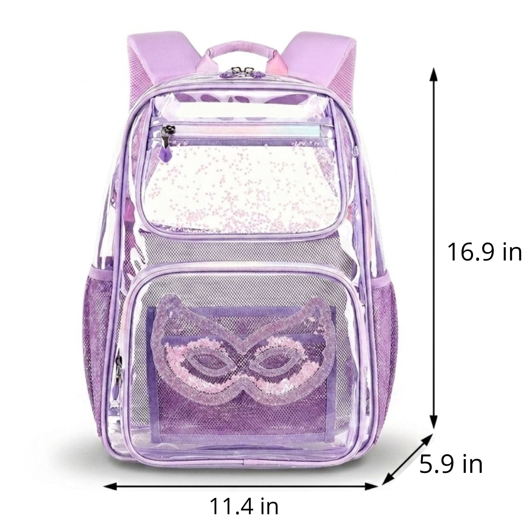 Transparent Purple School Backpack | Glitter Design | Waterproof TPU | Practical Storage