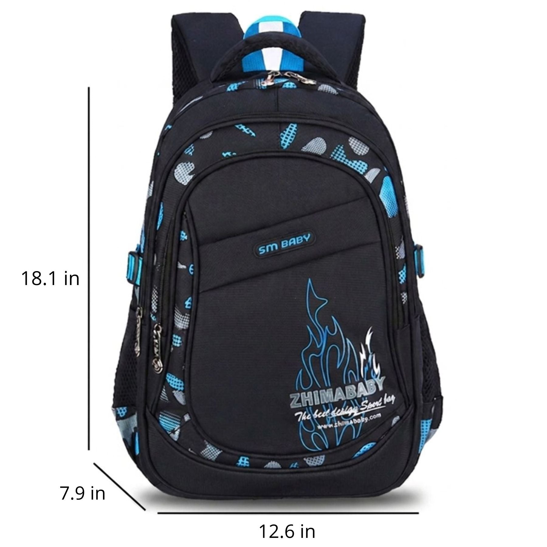 Flame School Backpack | Multiple Compartments | Durable Nylon