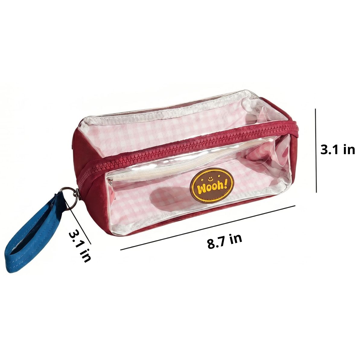 Kawaii Clear Pencil Case | Double Compartment | Large Capacity | Gingham Design