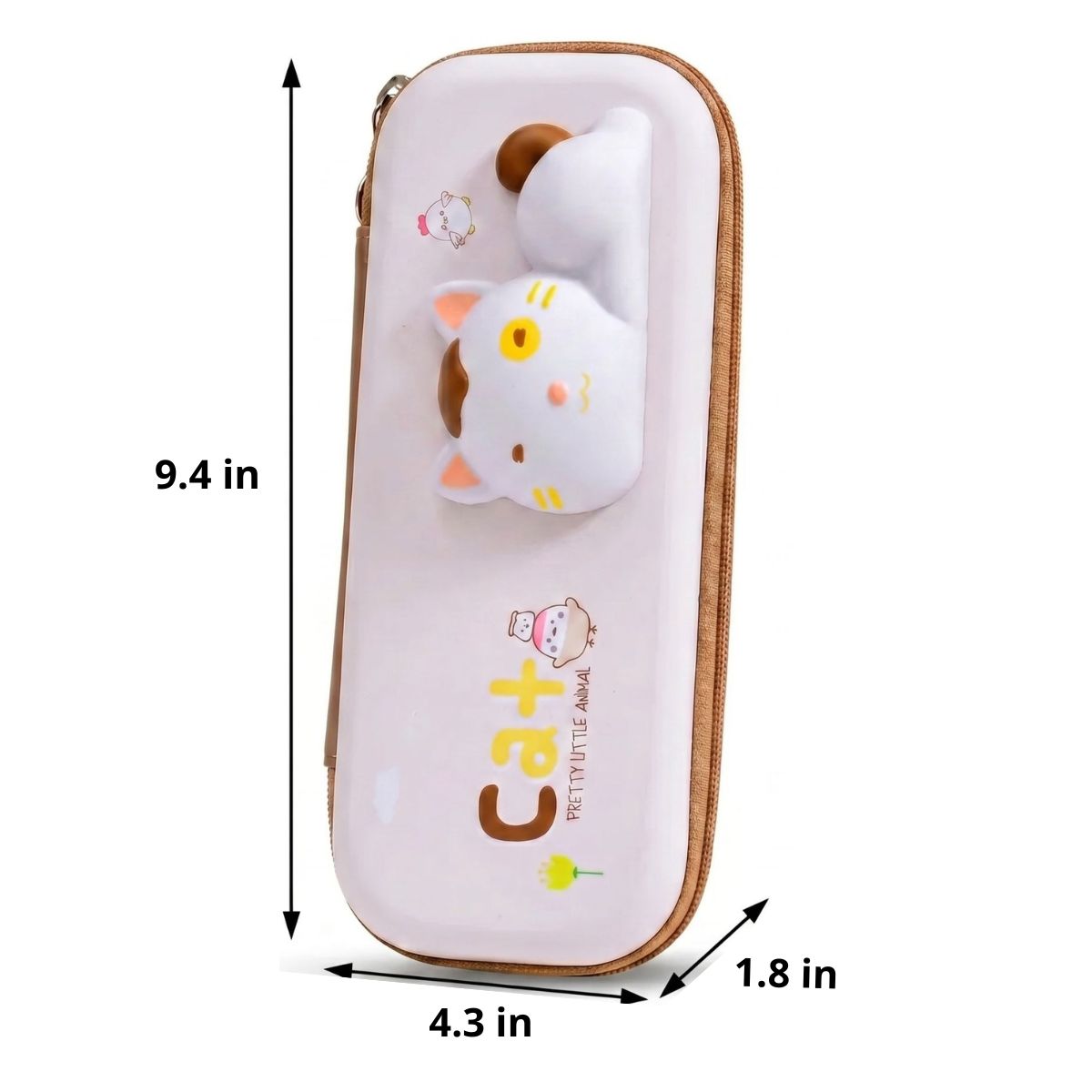 3D Kawaii Cat Pencil Case | Rigid EVA Shell | Large Capacity | Sensory Fidget Design