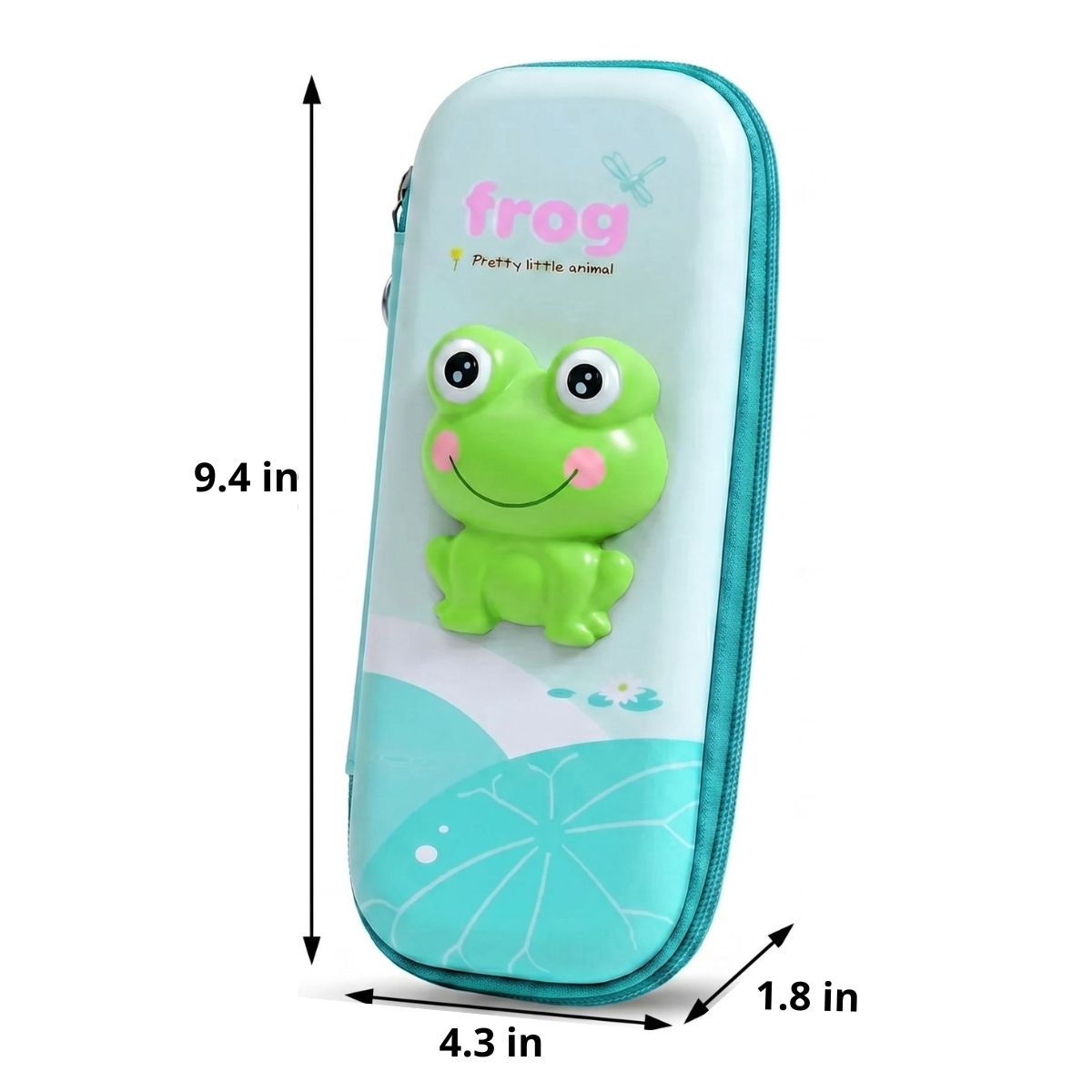 3D Frog Pencil Case | Rigid EVA Shell | Large Capacity | Sensory Fidget Design