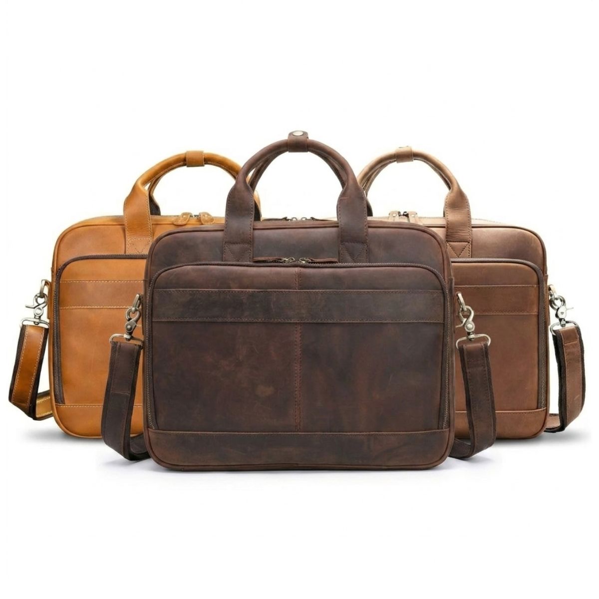 Cartable bandoulière homme | Multiples rangements | Cuir résistant