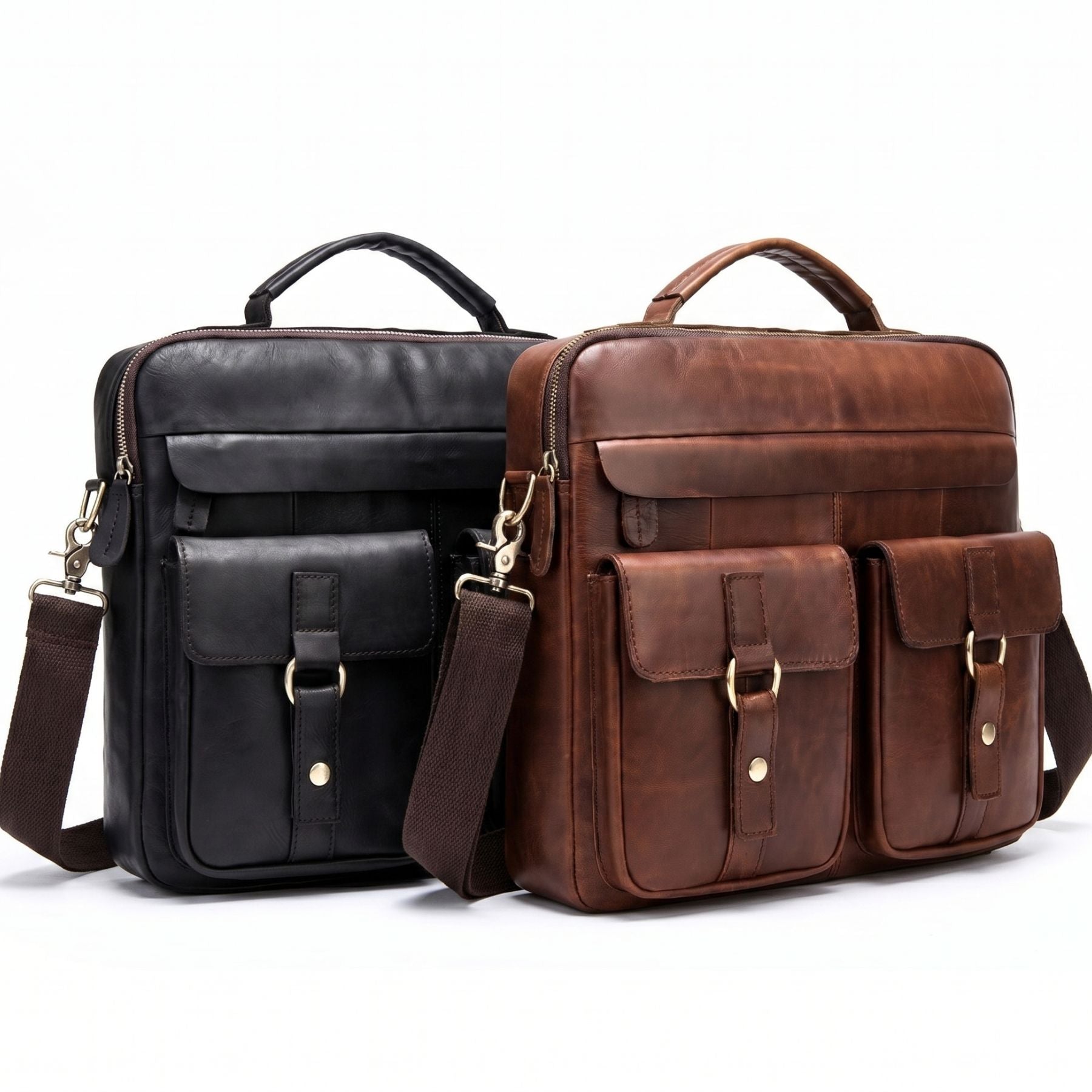 Sac bandoulière pour homme rétro vintage | Multiples poches | Cuir résistant