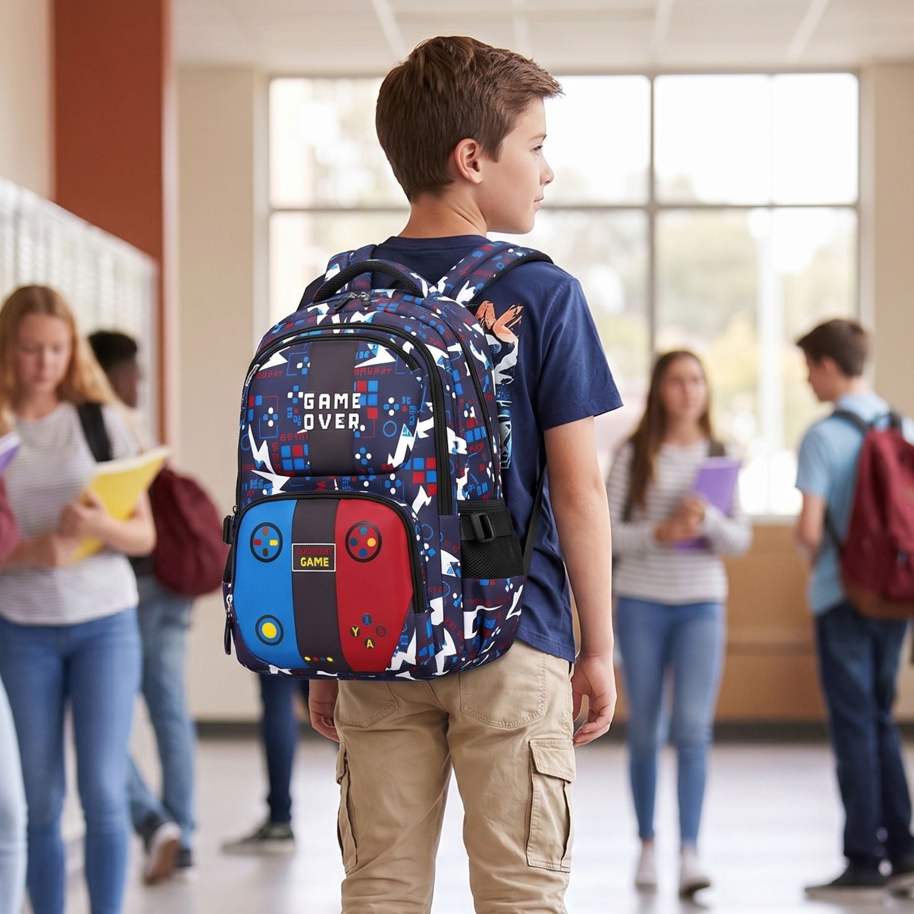 Sac scolaire gaming pour garçon | Trousse assortie | Tissu Oxford résistant | Grande capacité