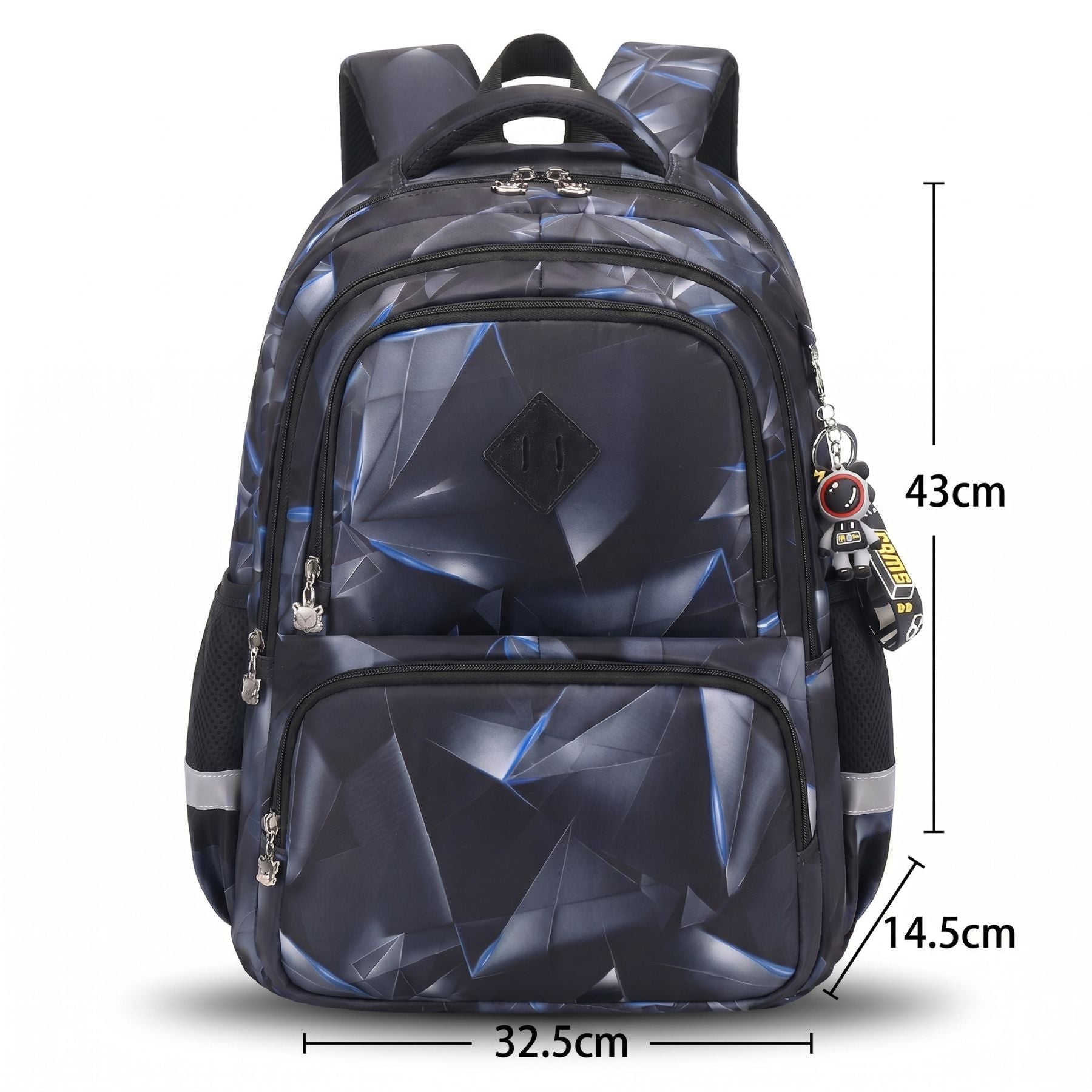 Sac à dos Géométrie Noire | Grande capacité | Oxford résistant | Style moderne