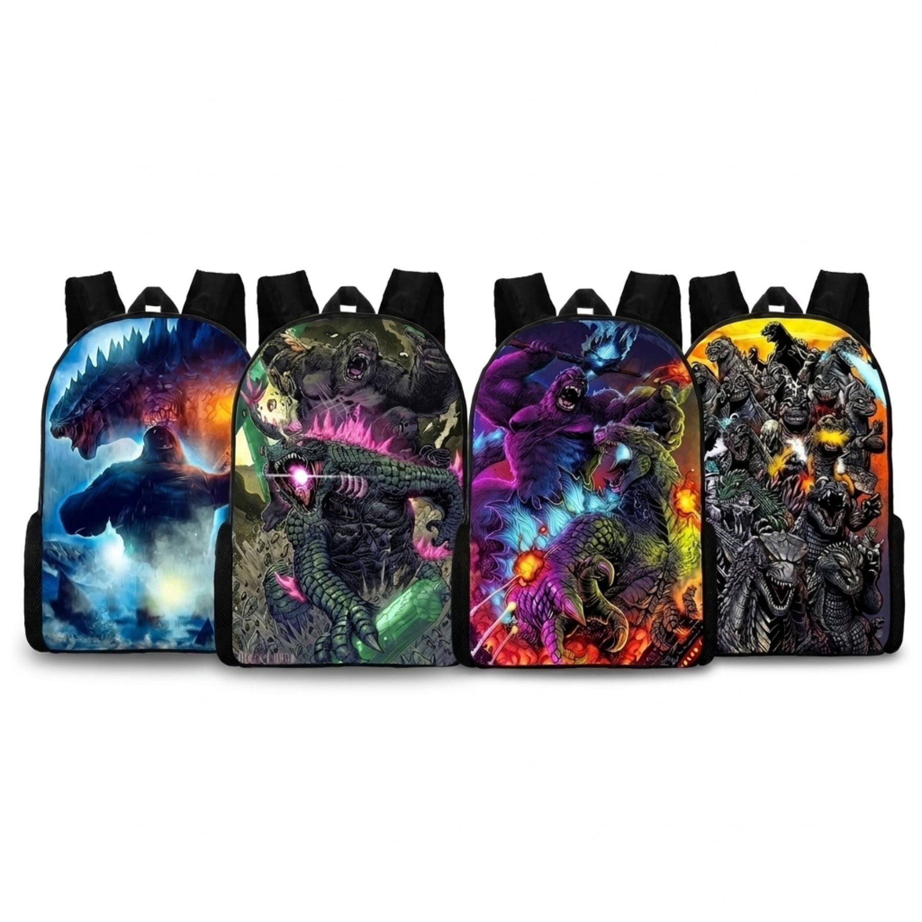 Sac à dos Godzilla pour enfant | Ensemble 3 pièces (sac + lunch bag + trousse) | Oxford imperméable