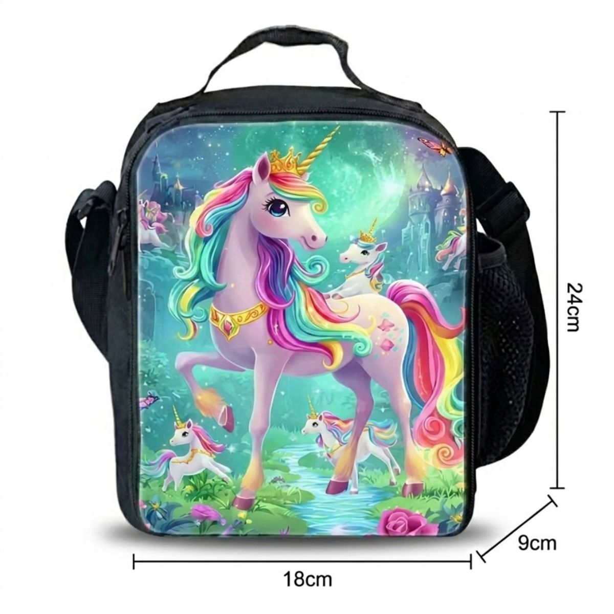 Sac à dos Licorne | Kit 3 pièces (Sac + bandoulière + trousse) | Polyester résistant