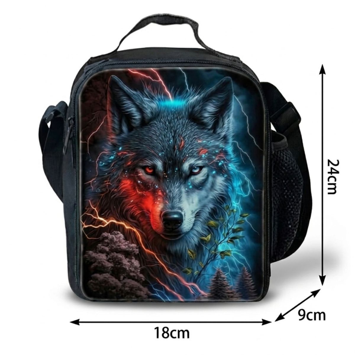 Sac à dos Loup | Ensemble 3 pièces (Sac + bandoulière + trousse) | Polyester résistant