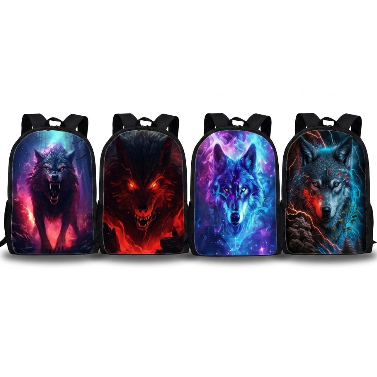Sac à dos Loup | Ensemble 3 pièces (Sac + bandoulière + trousse) | Polyester résistant