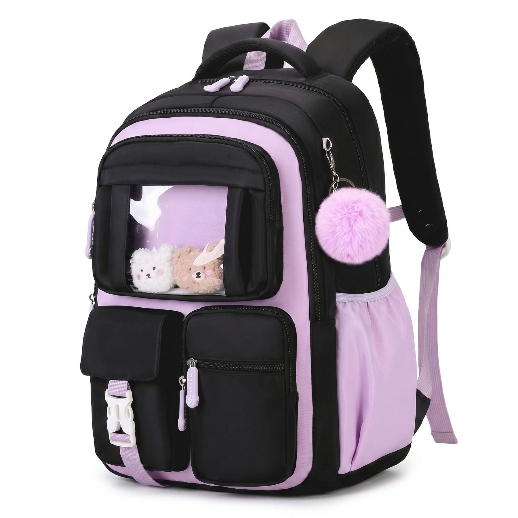 Sac à dos Princesse Kawaii Noir | Grand sac scolaire fille | Oxford résistant