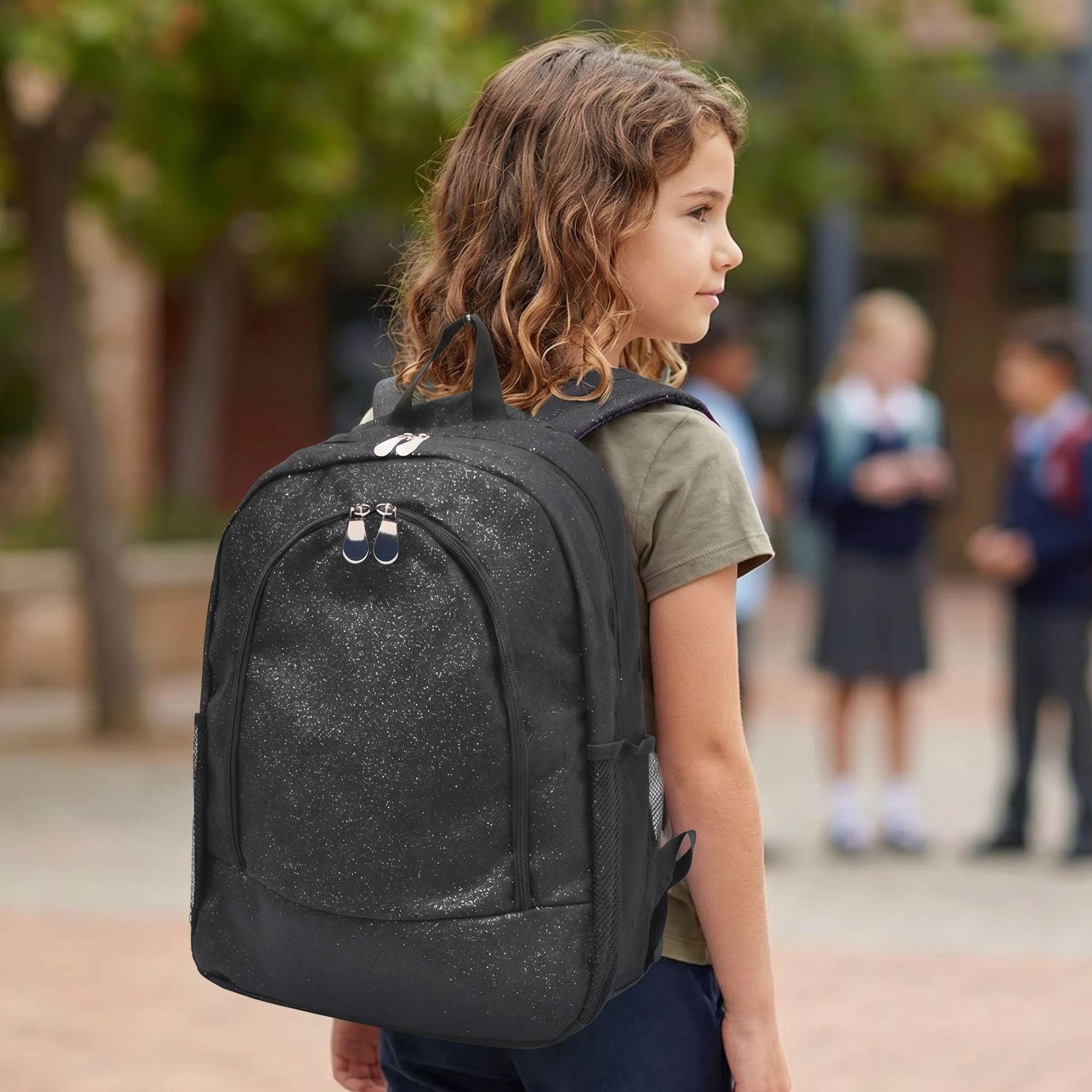 Sac à dos brillant | Polyester résistant | Multiples rangements | Style tendance