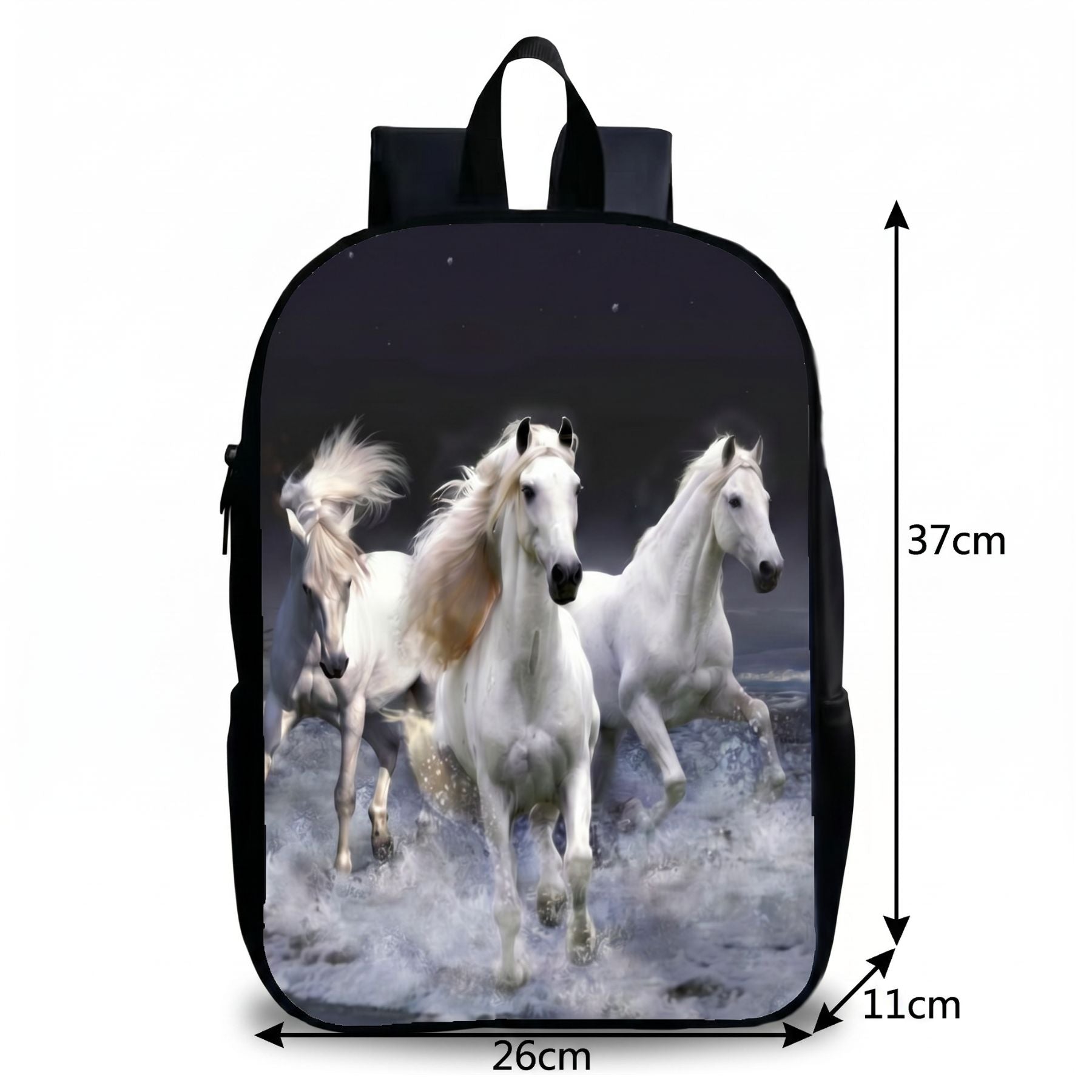 Sac à dos chevaux blancs | Bretelles réglables | Polyester résistant | Port confortable