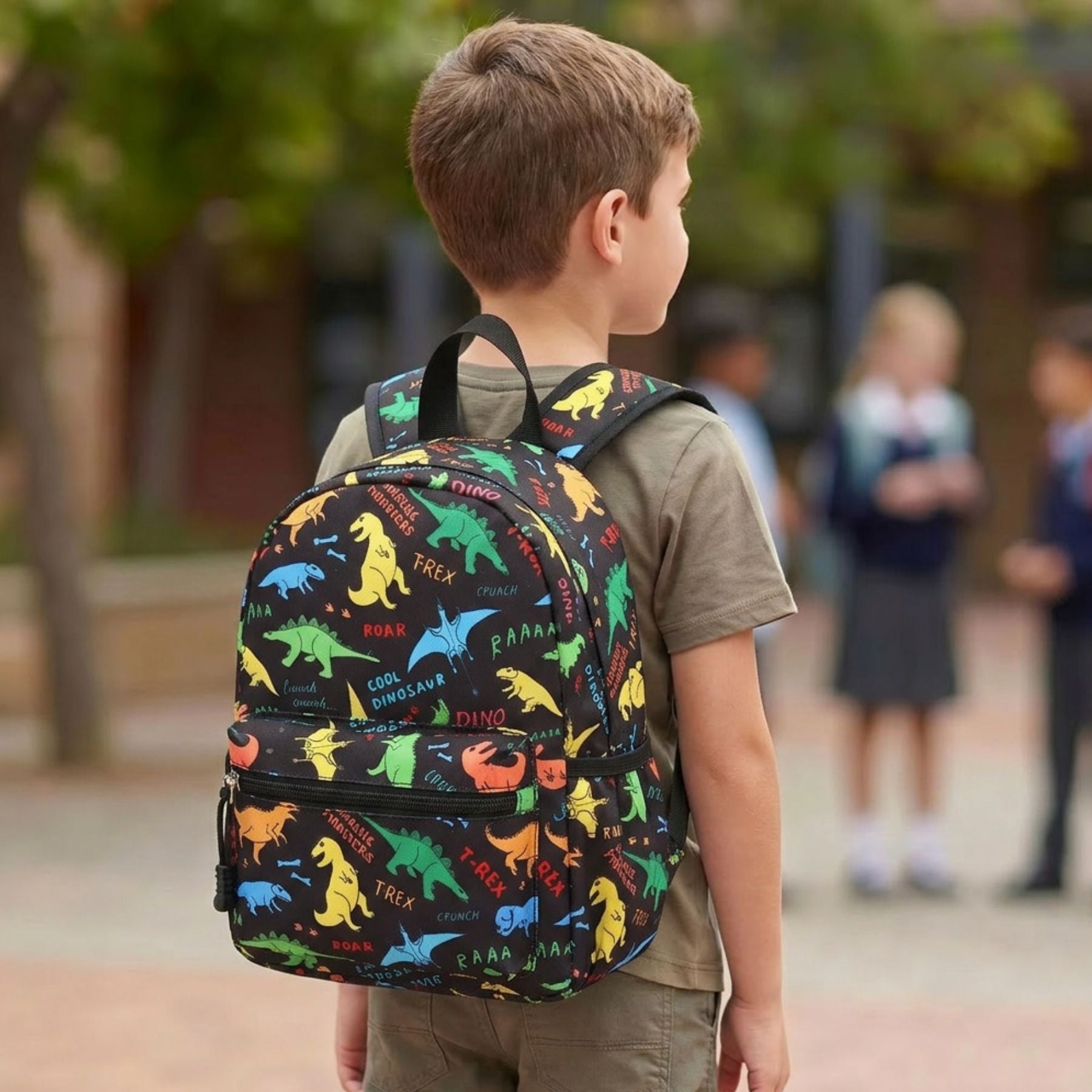 Sac à dos dinosaures colorés | Tissu Oxford résistant | Léger et pratique | Port confortable