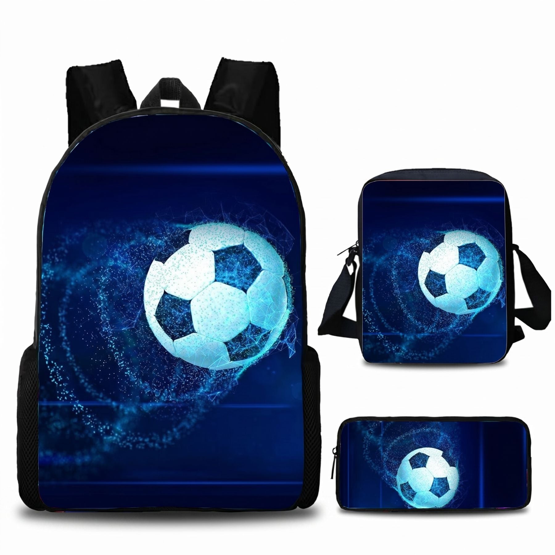 Sac à dos enfant football | Kit 3 pièces (sac + bandoulière + trousse) | Oxford résistant