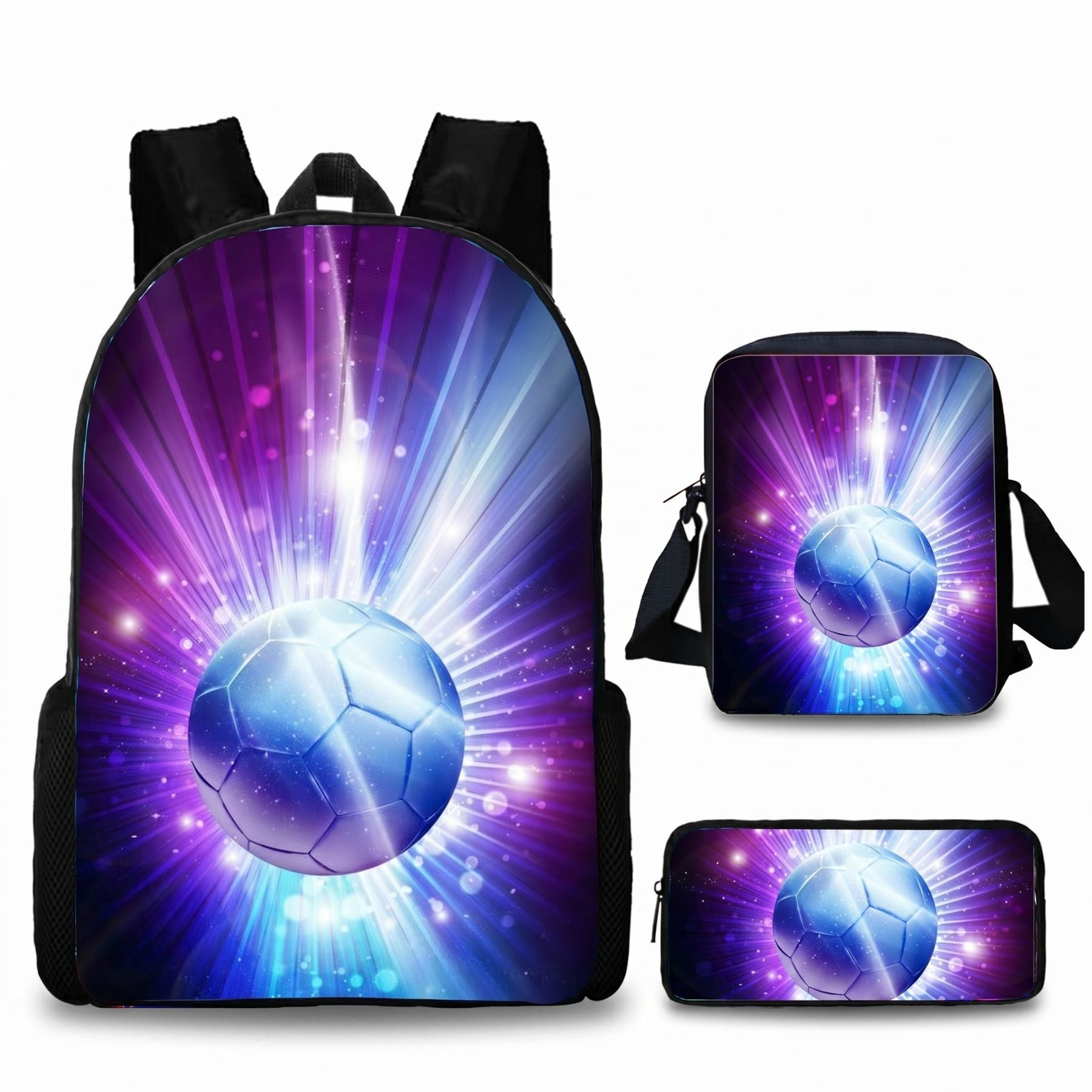 Sac à dos enfant football | Kit 3 pièces (sac + bandoulière + trousse) | Oxford résistant