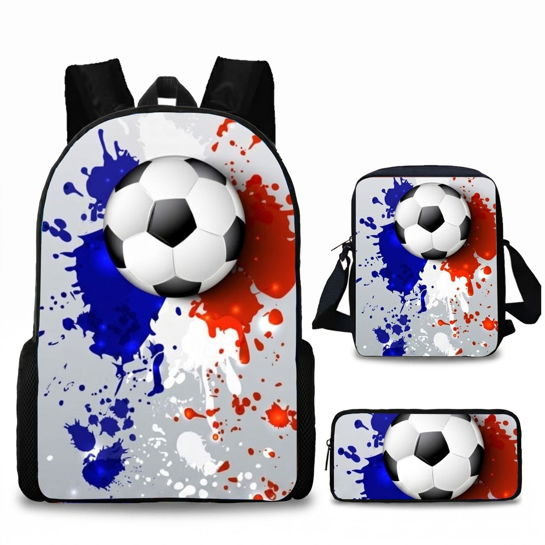 Sac à dos enfant football | Kit 3 pièces (sac + bandoulière + trousse) | Oxford résistant