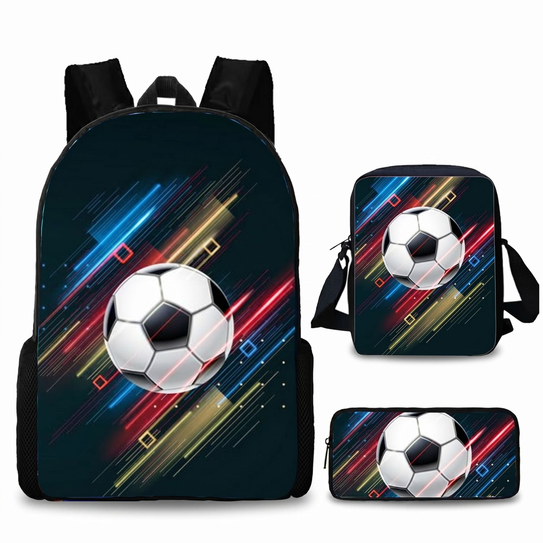 Sac à dos enfant football | Kit 3 pièces (sac + bandoulière + trousse) | Oxford résistant