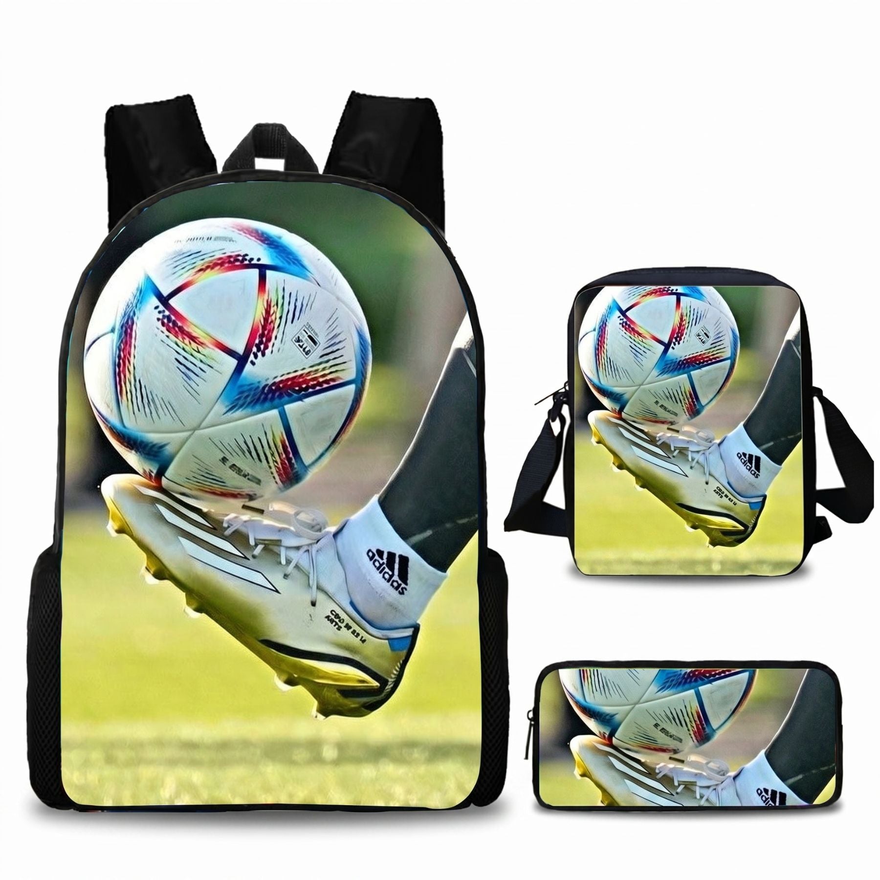 Sac à dos enfant football | Kit 3 pièces (sac + bandoulière + trousse) | Oxford résistant