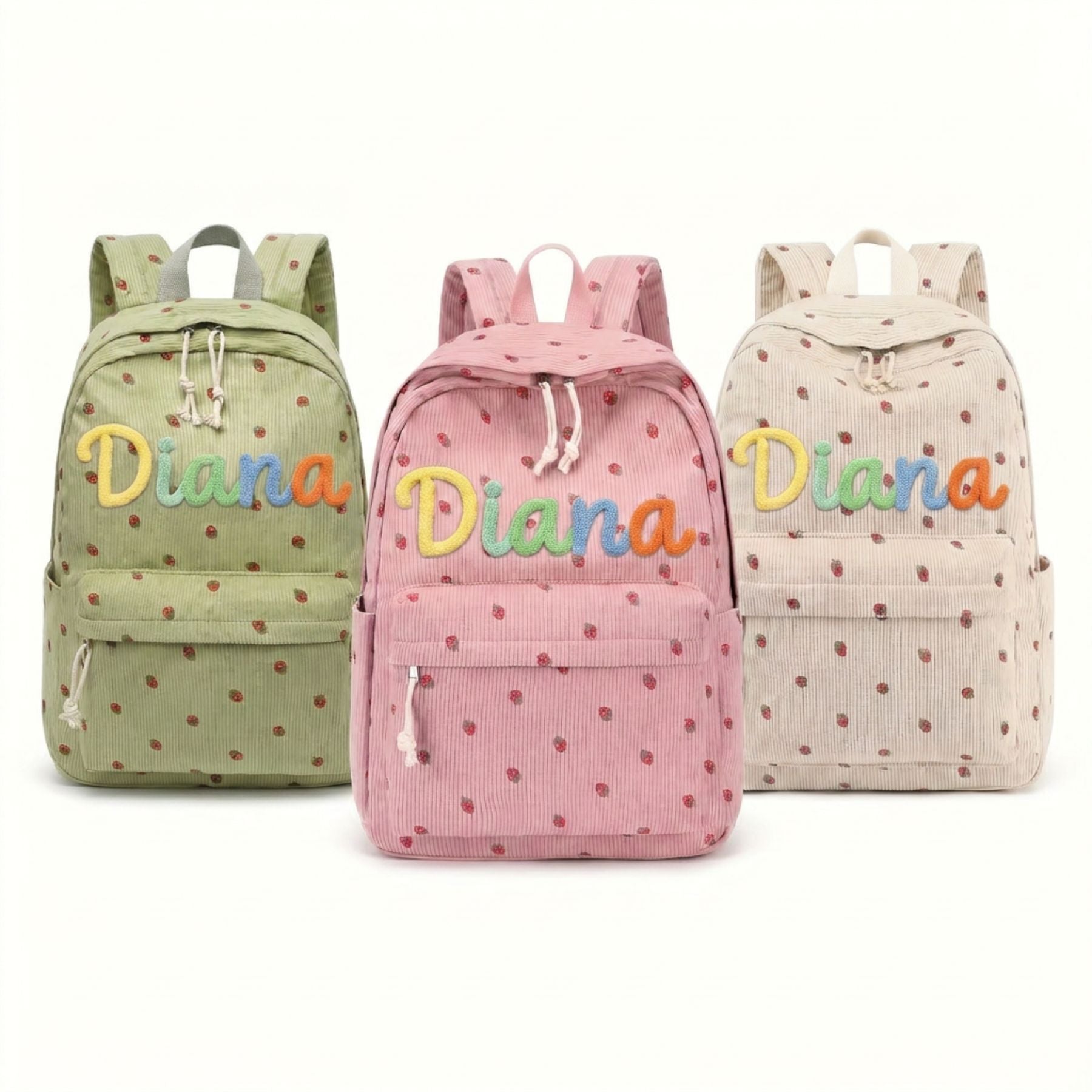 Sac à dos enfant personnalisé mignon | Prénom en corde sur motifs | Nylon résistant