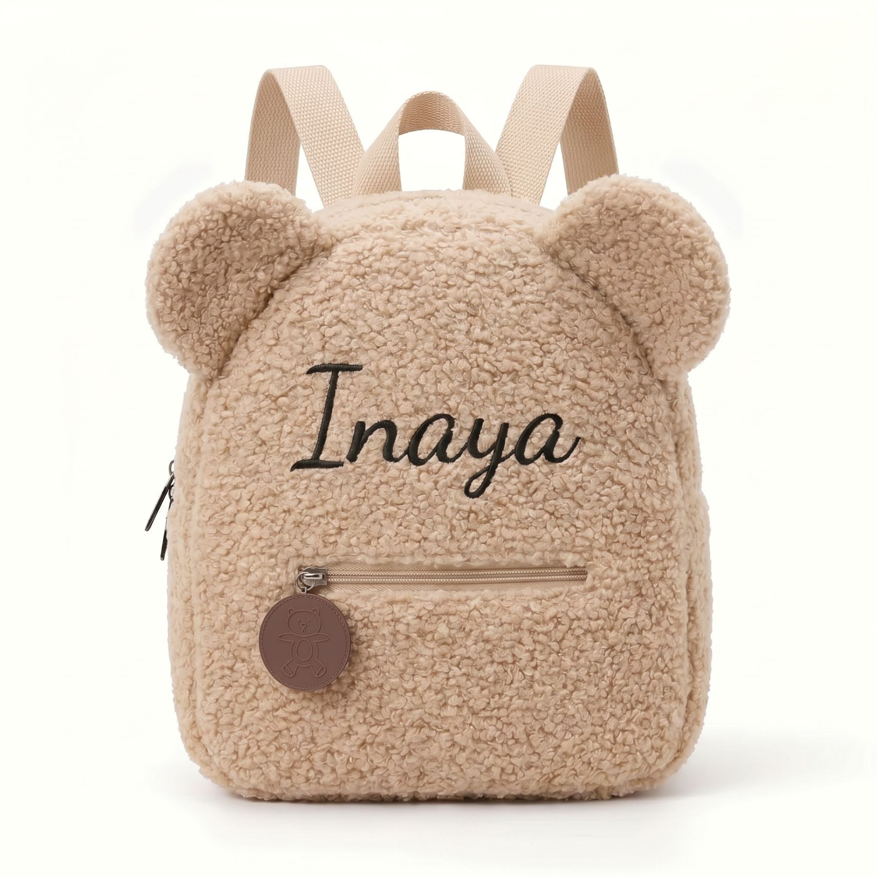 cartable personnalisé enfant prénom personnalisé | Effet peluche douce | Oreilles d'ours 3D | Idéal crèche et maternelle