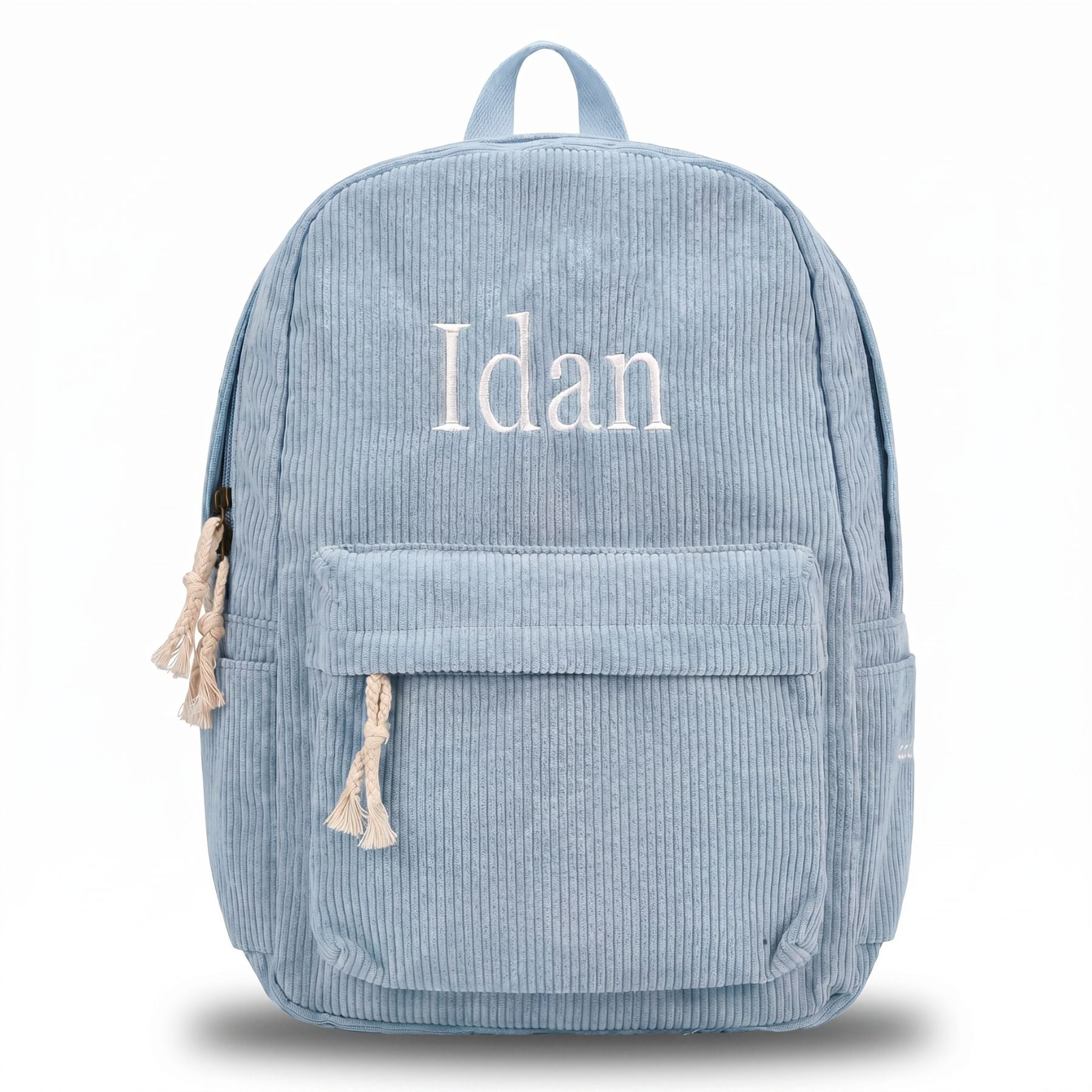 Sac à dos en velours côtelé | Brodé prénom personnalisé | Unisexe | Cartable école