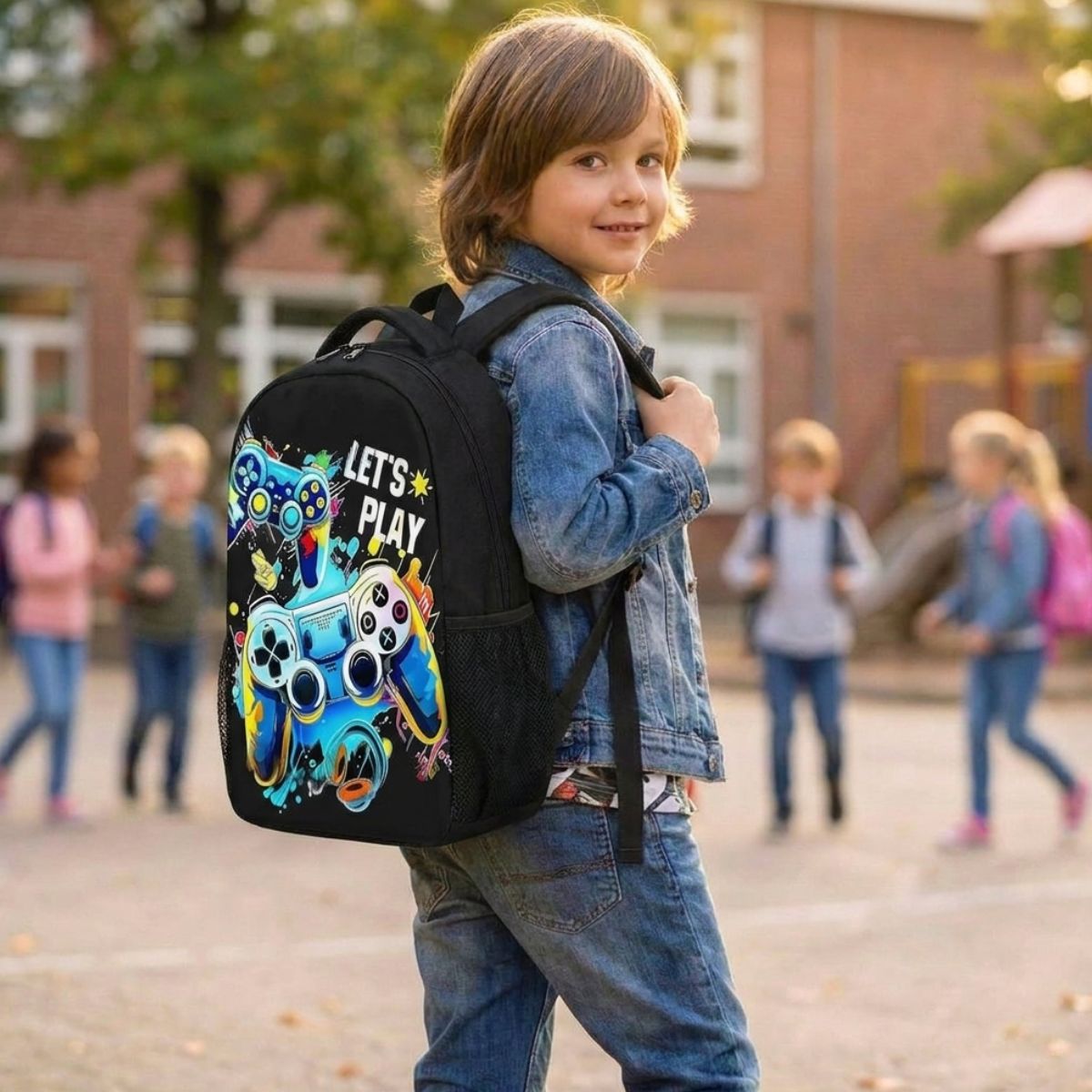 Sac à dos gaming | Ensemble 3 pièces (sac + lunch bag + trousse) | Polyester résistant