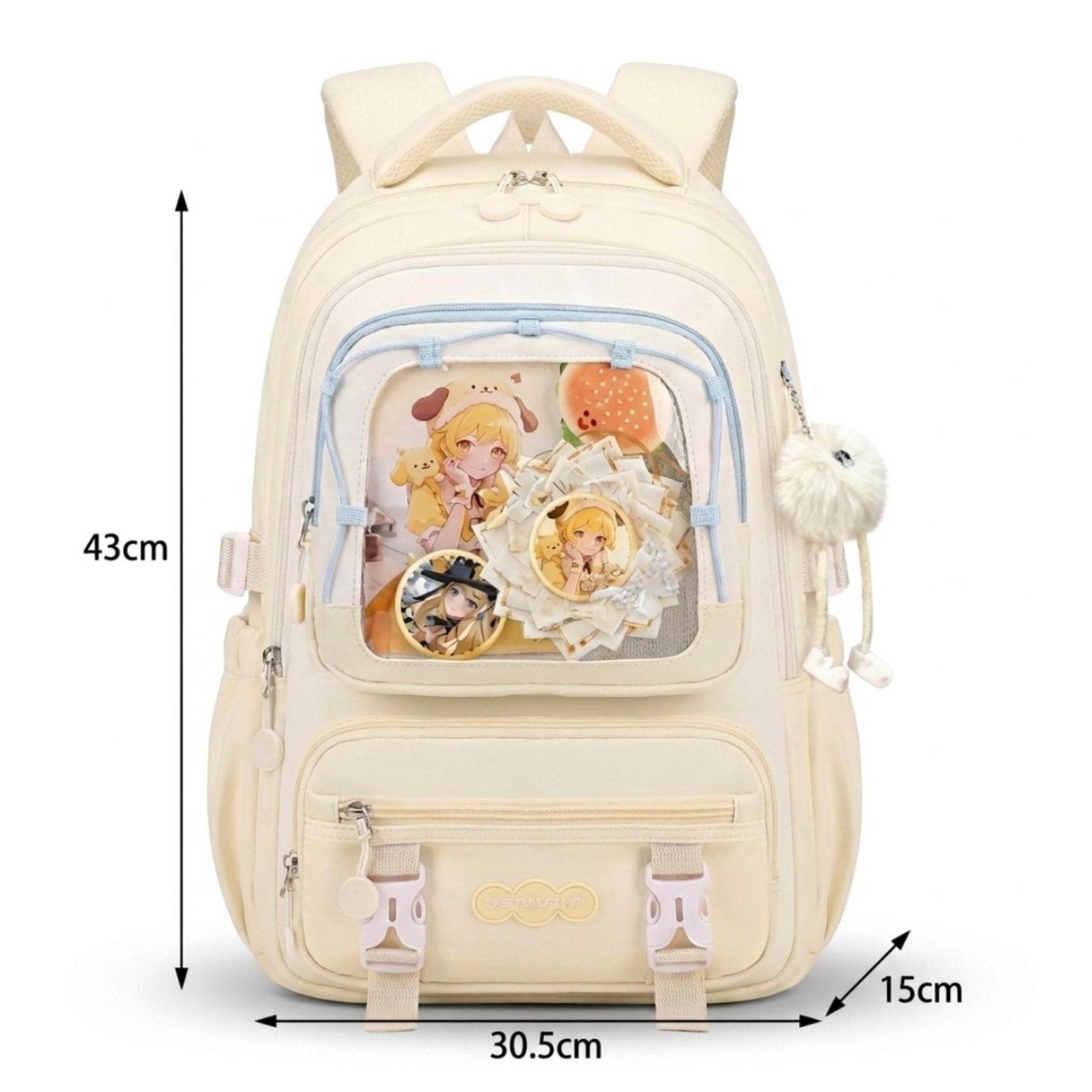 Sac à dos kawaii mignon pour fille | Ensemble 3 pièces (sac + petit sac bandoulière + trousse) | Oxford résistant