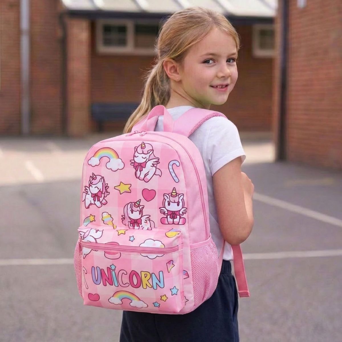 Sac à dos licorne rose pour enfant | Grande capacité | Polyester résistant | Style moderne