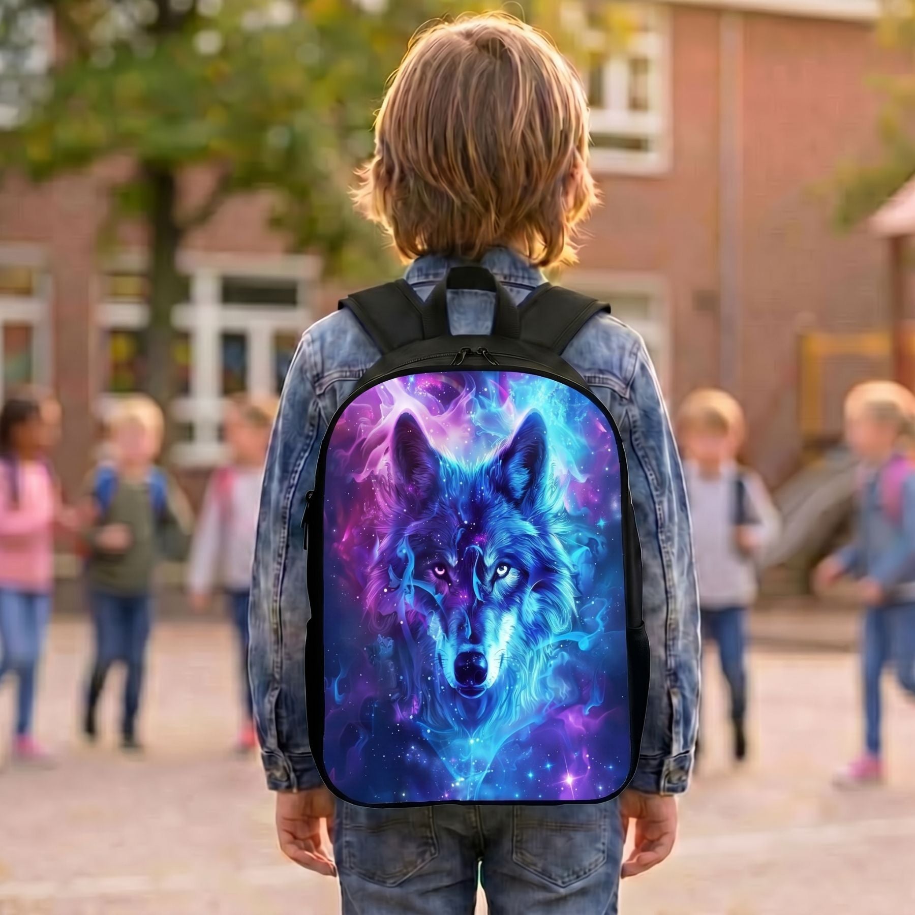 Sac à dos loup galaxie | Bretelles réglables | Polyester résistant | Port confortable