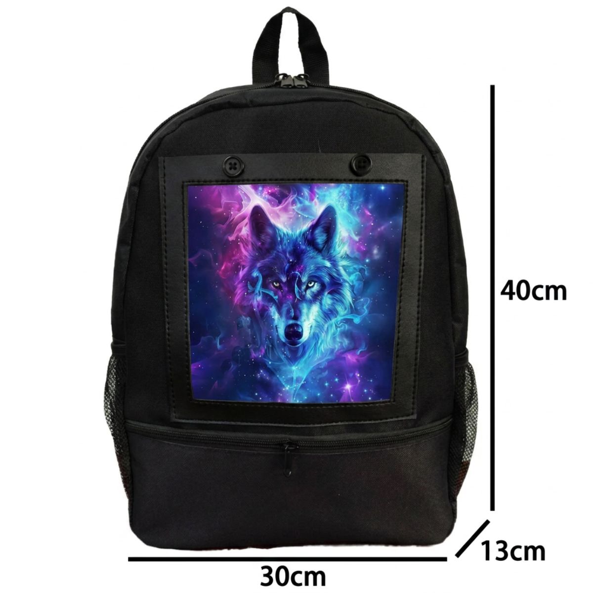 Sac à dos loup galaxie bleu | Polyester résistant | Bretelles confortables | Style moderne