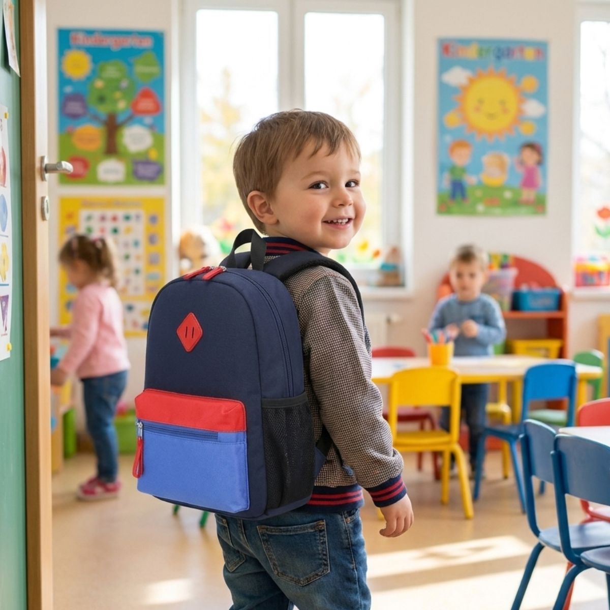 Sac à dos maternelle | Polyester résistant | Bretelles réglables | Transport facile