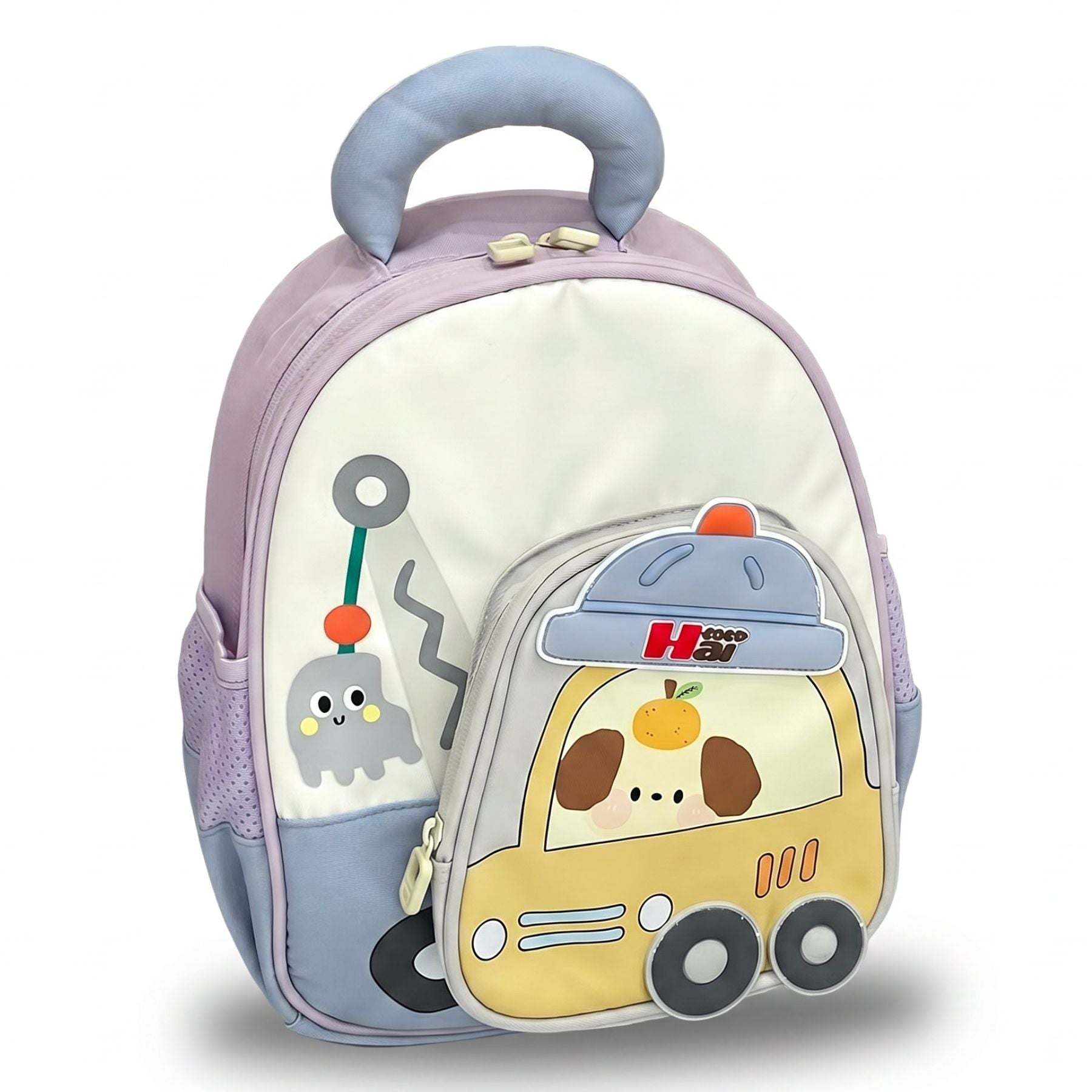Sac à dos maternelle voiture cartoon | Grande capacité | Tissu nylon résistant