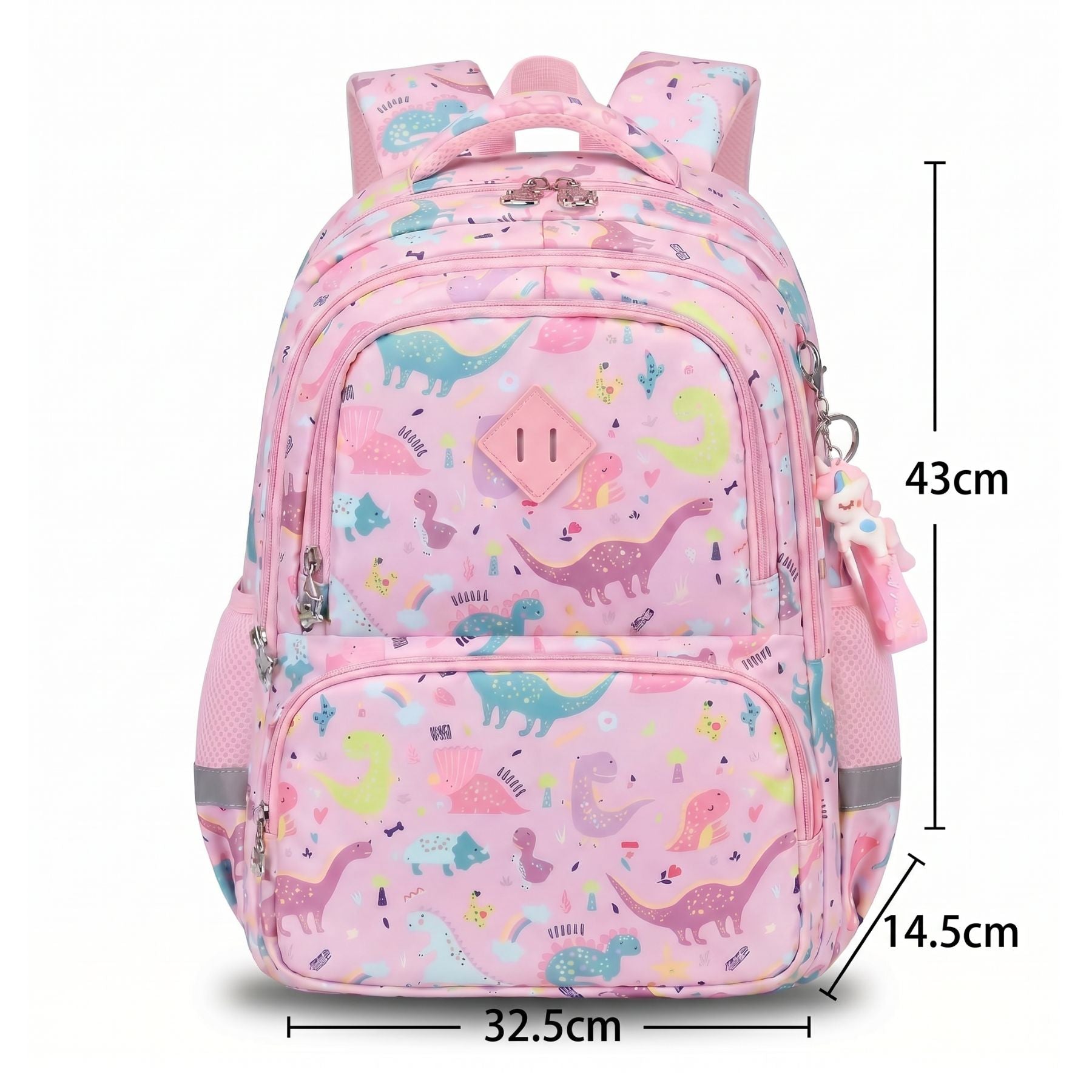 Sac à dos motif Dinosaure Rose | Grande capacité | Oxford résistant | Bretelles confortables