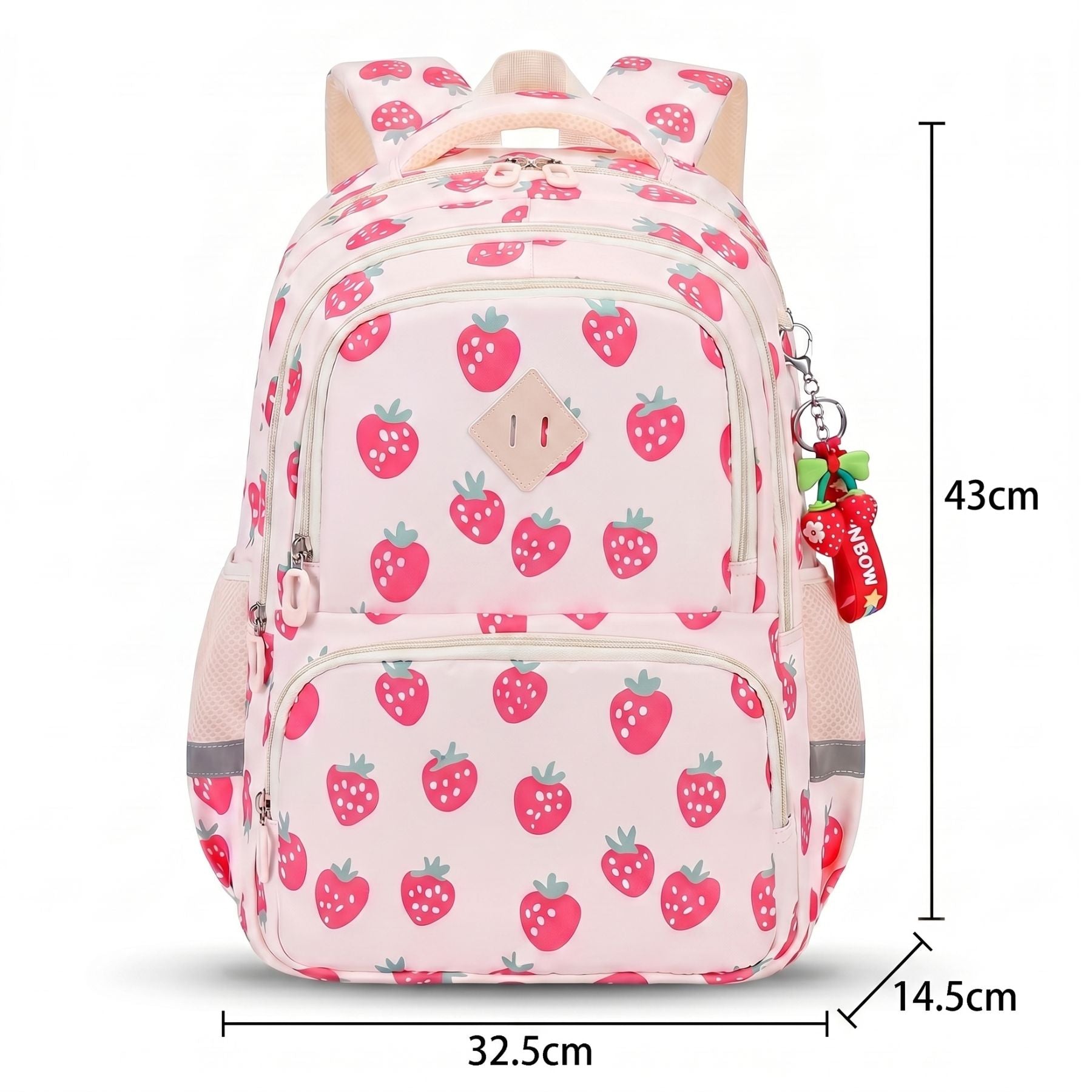 Sac à dos motif Fraises | Grande capacité | Oxford résistant | Bretelles confortables