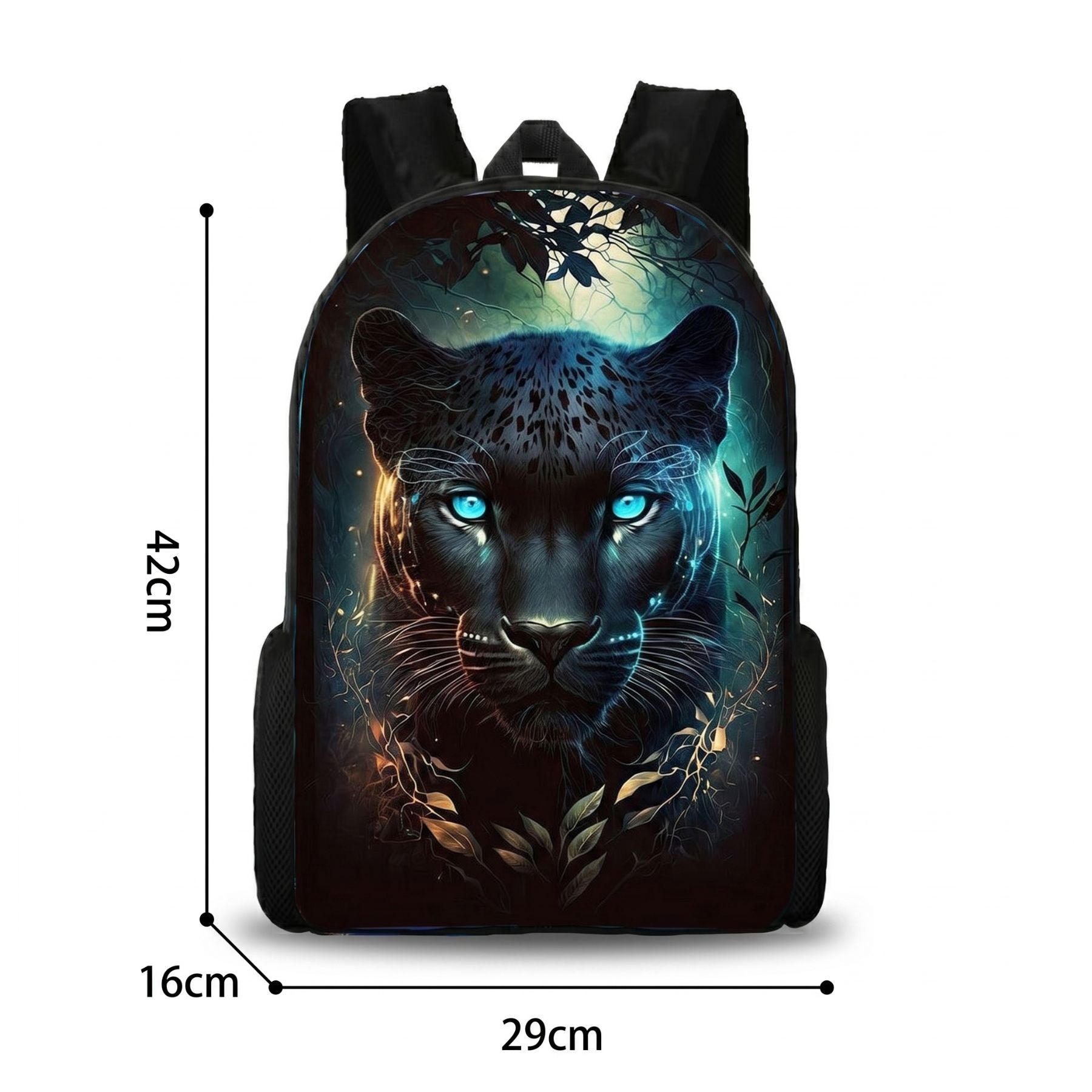 Sac à dos motif panthère noire | Ensemble 3 pièces (sac + lunch bag + trousse) | Oxford résistant