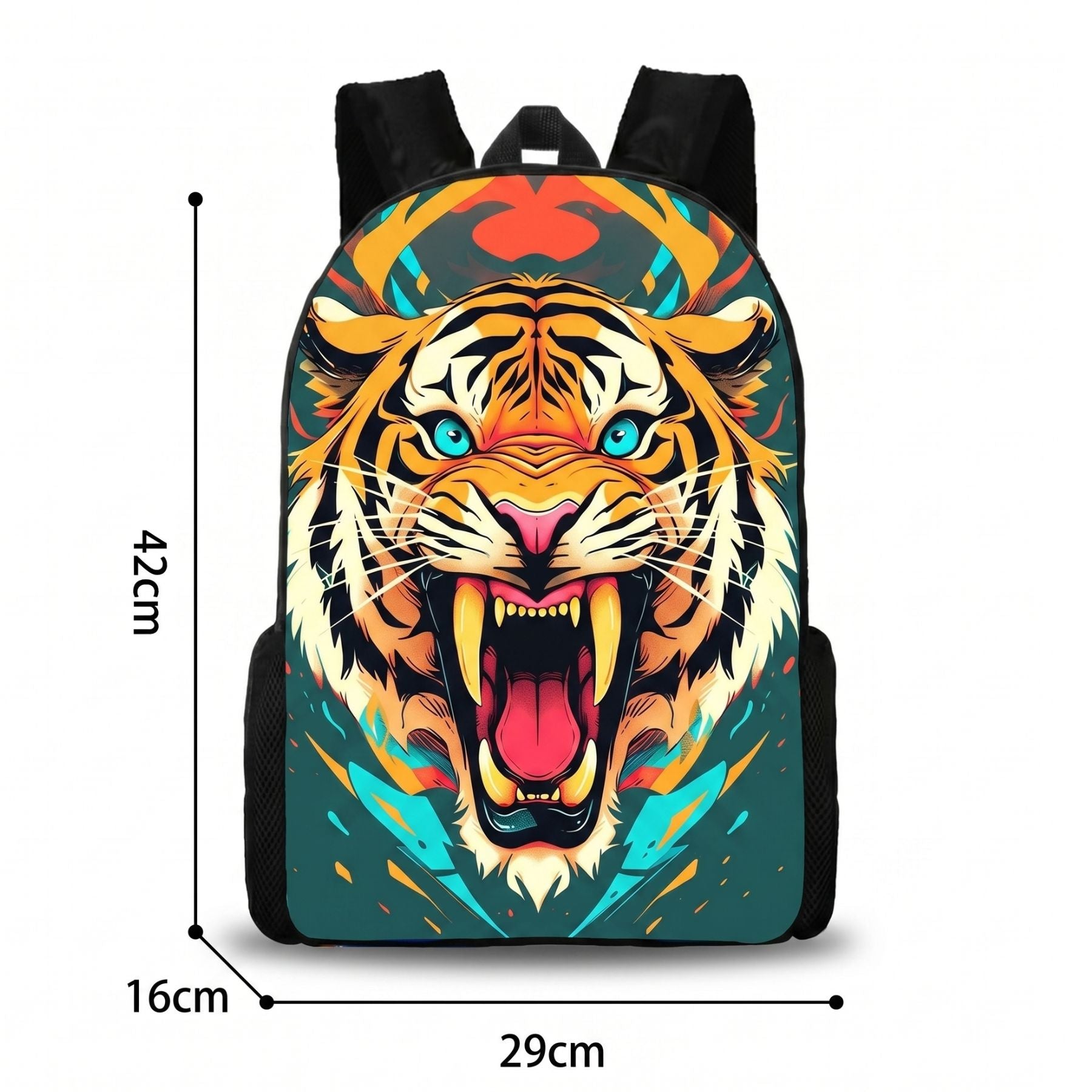 Sac à dos motif tigre | Ensemble 3 pièces (sac + lunch bag + trousse) | Oxford résistant | Idéal pour l’école