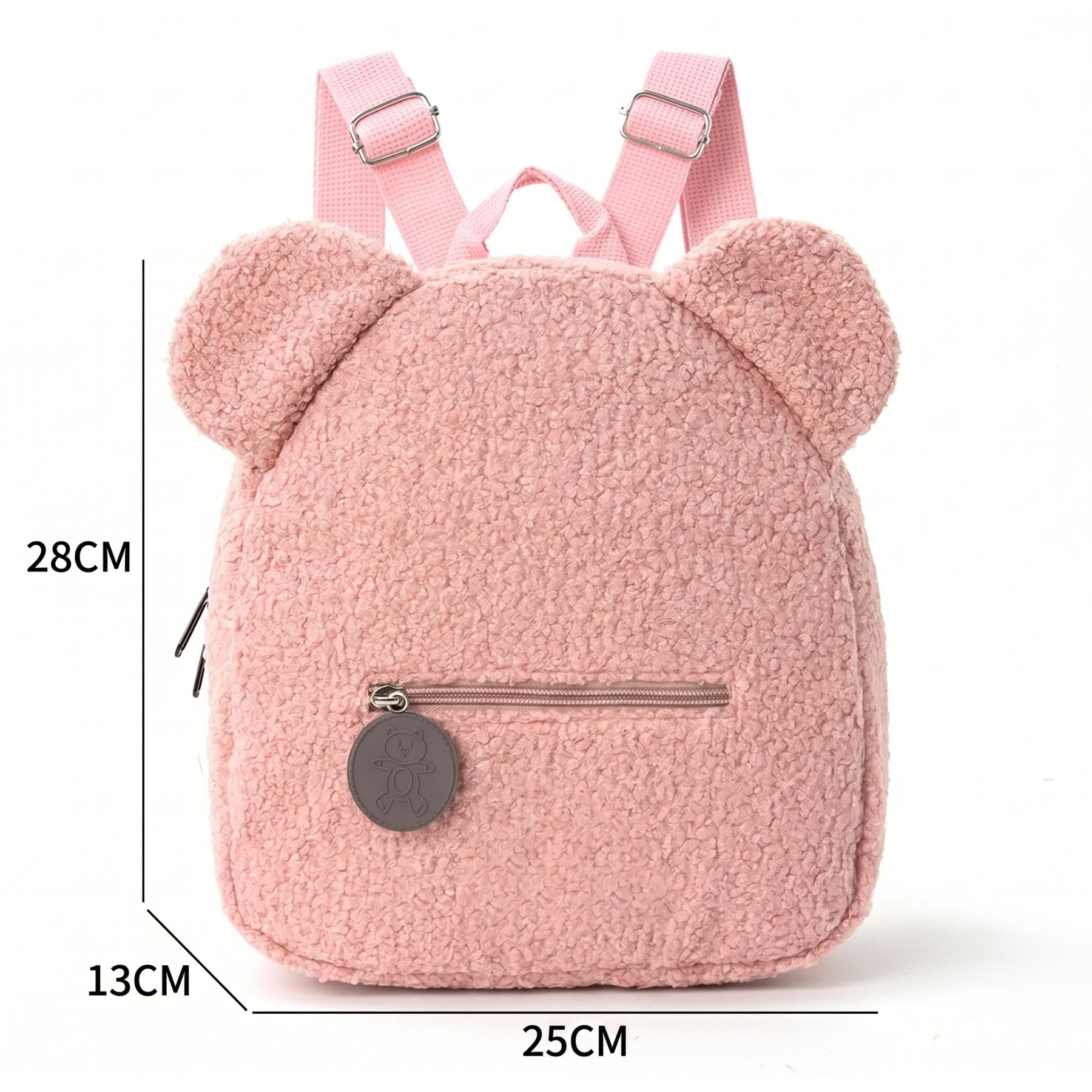Sac à dos oreilles ourson pour fille | Bretelles confortables | Tissu peluche doux | Idéal maternelle