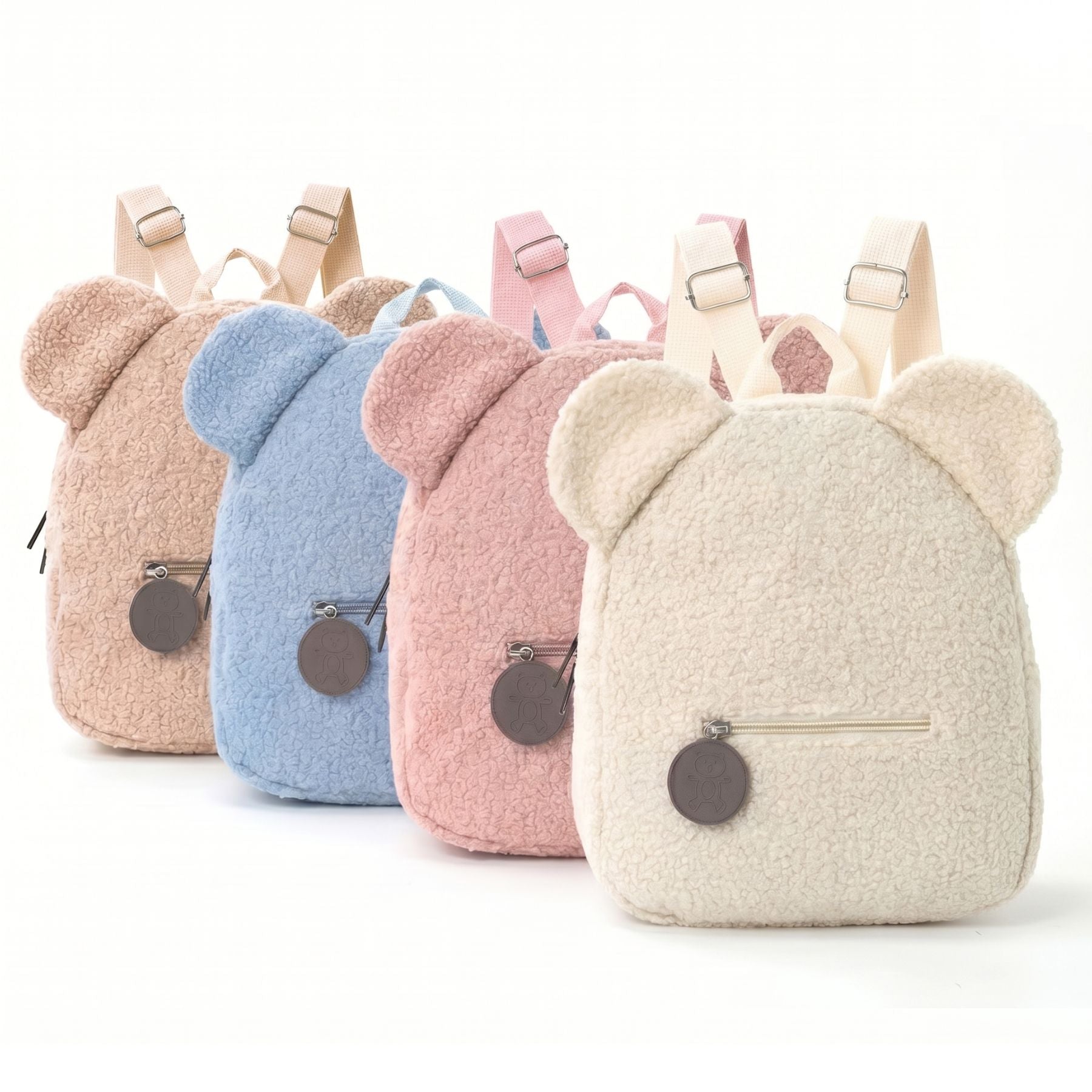 Sac à dos oreilles ourson pour fille | Bretelles confortables | Tissu peluche doux | Idéal maternelle