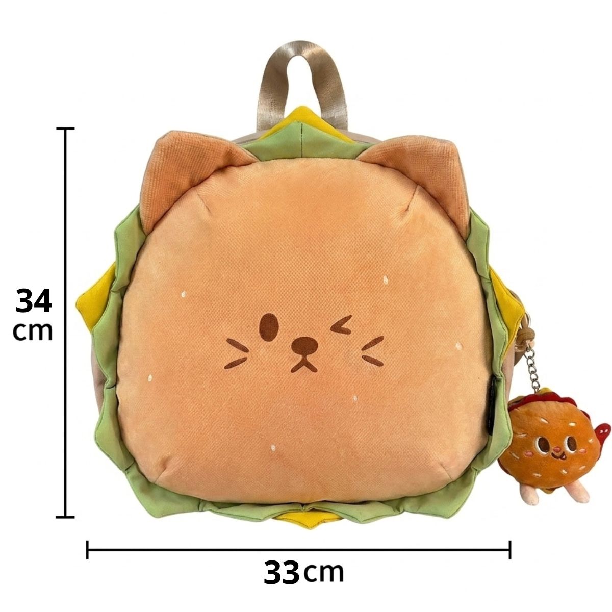 Sac à dos ours hamburger | Porte-clés inclus | Peluche douce | Style kawaii