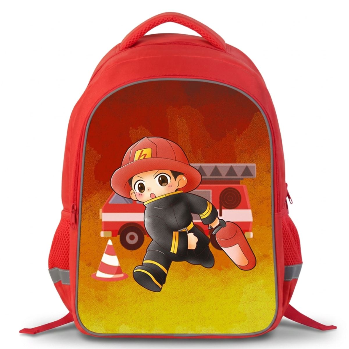 Sac à dos pompier rouge | Double compartiment | Polyester résistant | Grande capacité