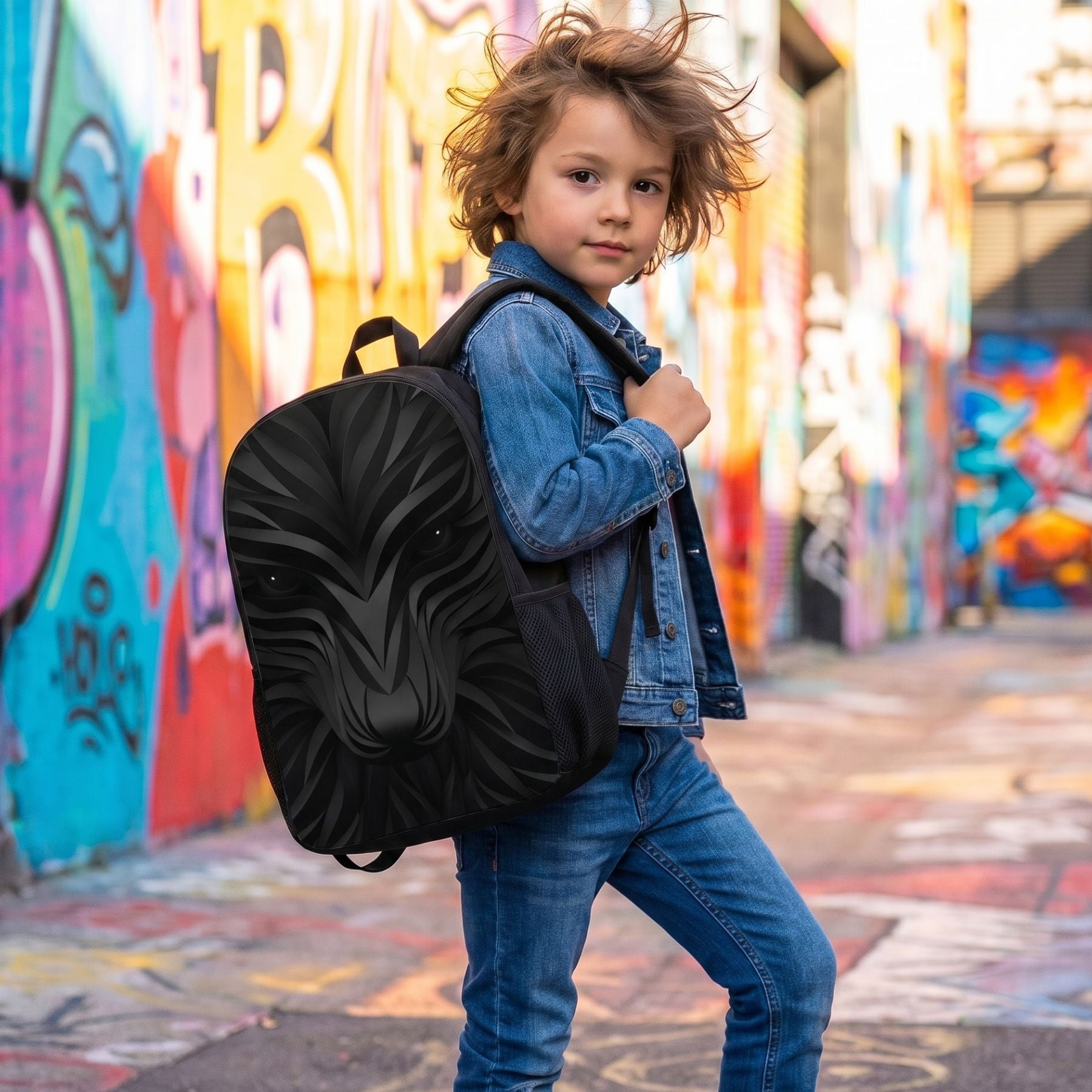Sac à dos prédateur noir | Kit 3 pièces (sac + bandoulière + trousse) | Nylon résistant