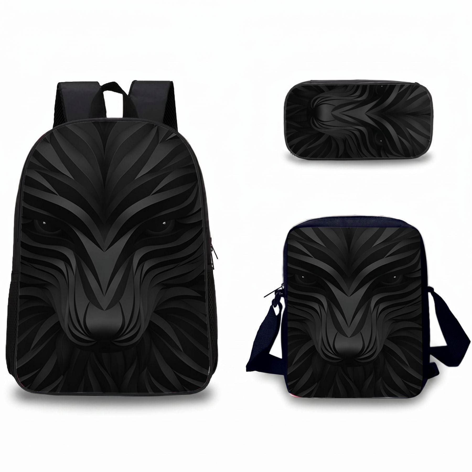 Sac à dos prédateur noir | Kit 3 pièces (sac + bandoulière + trousse) | Nylon résistant