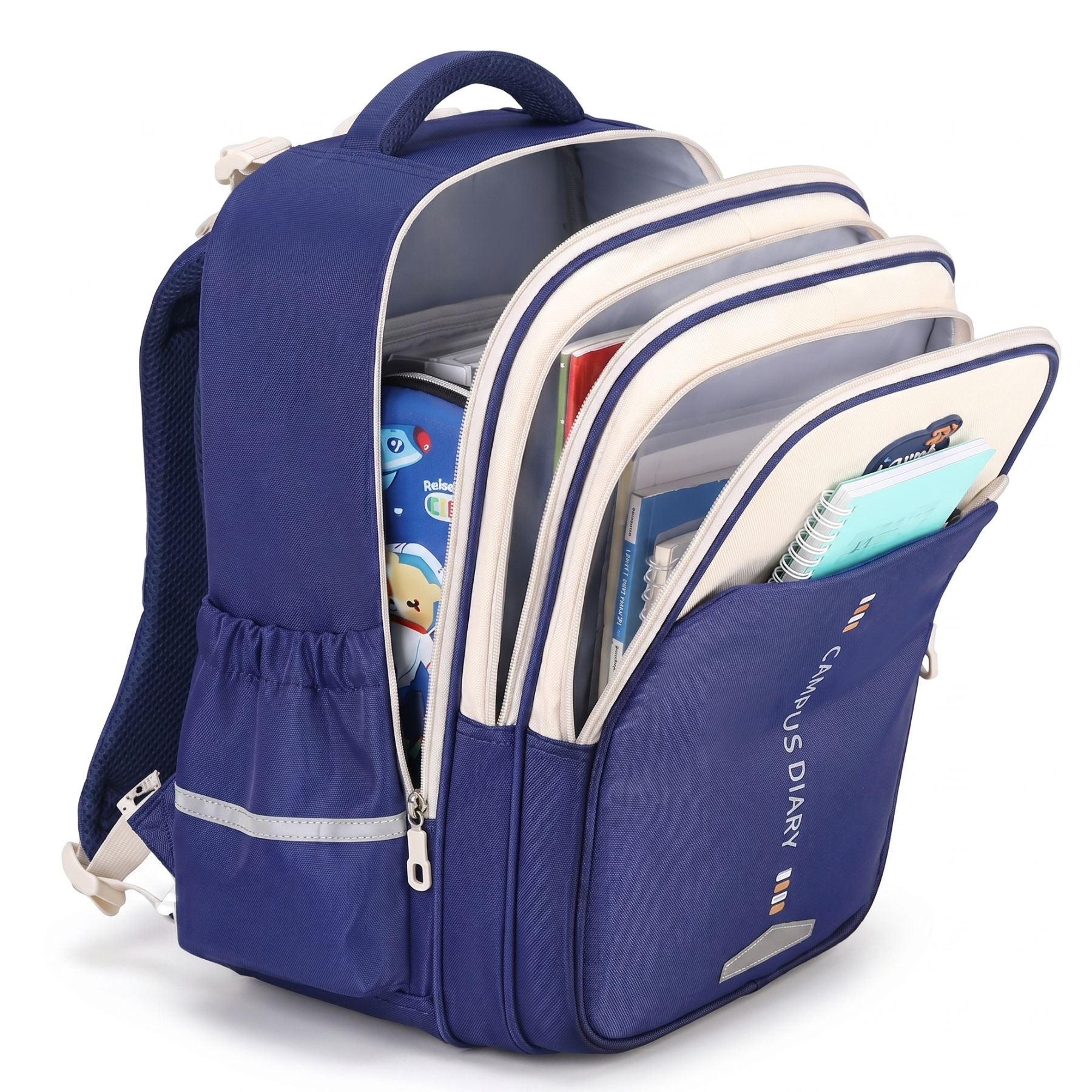 Sac à dos scolaire bleu | Grande capacité | Tissu Oxford résistant | Port confortable
