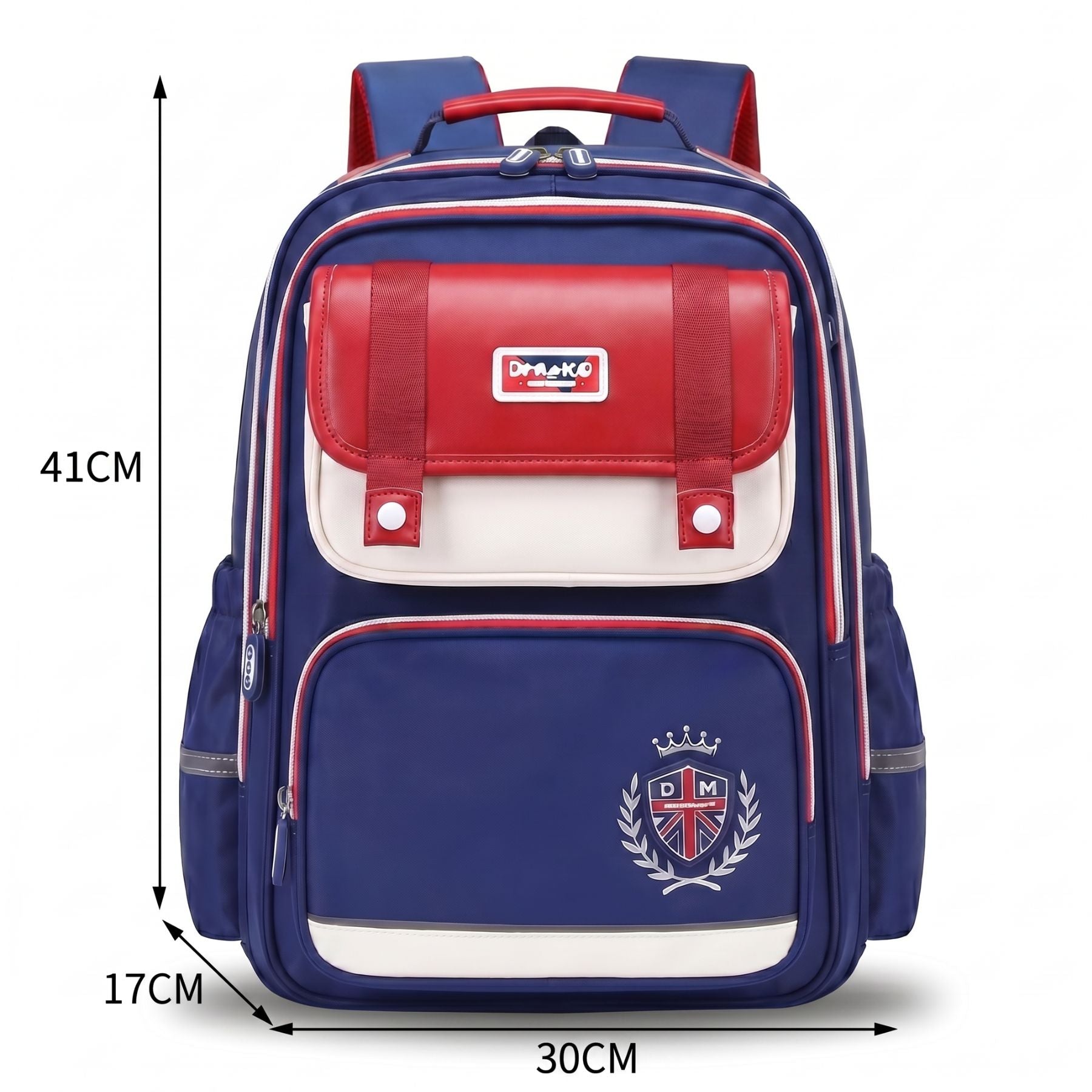 Sac à dos scolaire bleu et rouge | Grande capacité | Tissu Oxford imperméable | Port confortable